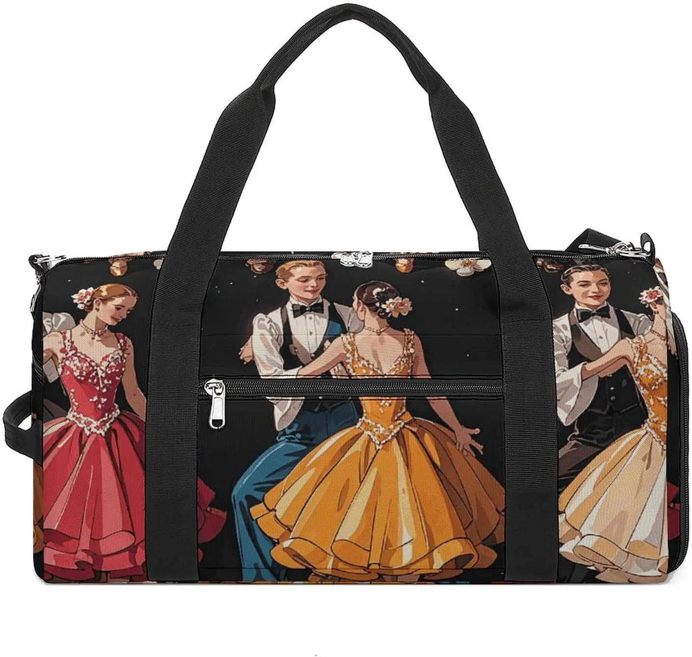 Gym Bags Small Ballroom Dance Small Pattern Duffel Bag Overnight Bag with Shoe Compartment Carryon Bag for Men Women