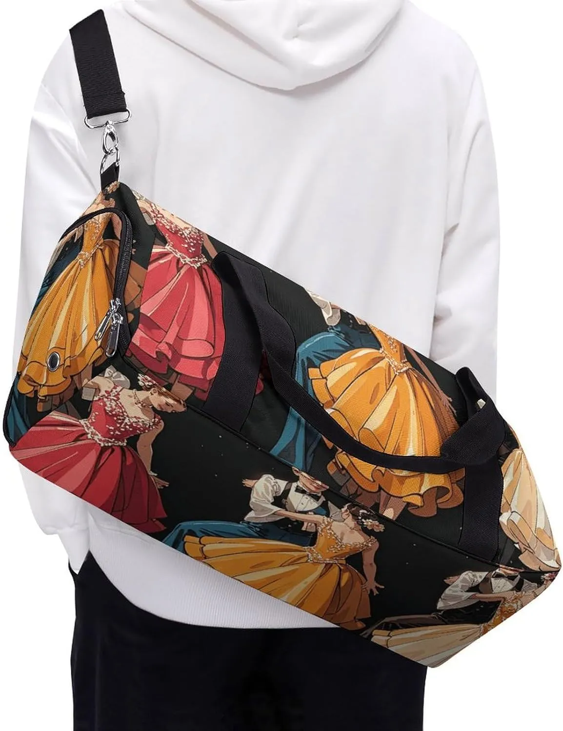 Gym Bags Small Ballroom Dance Small Pattern Duffel Bag Overnight Bag with Shoe Compartment Carryon Bag for Men Women