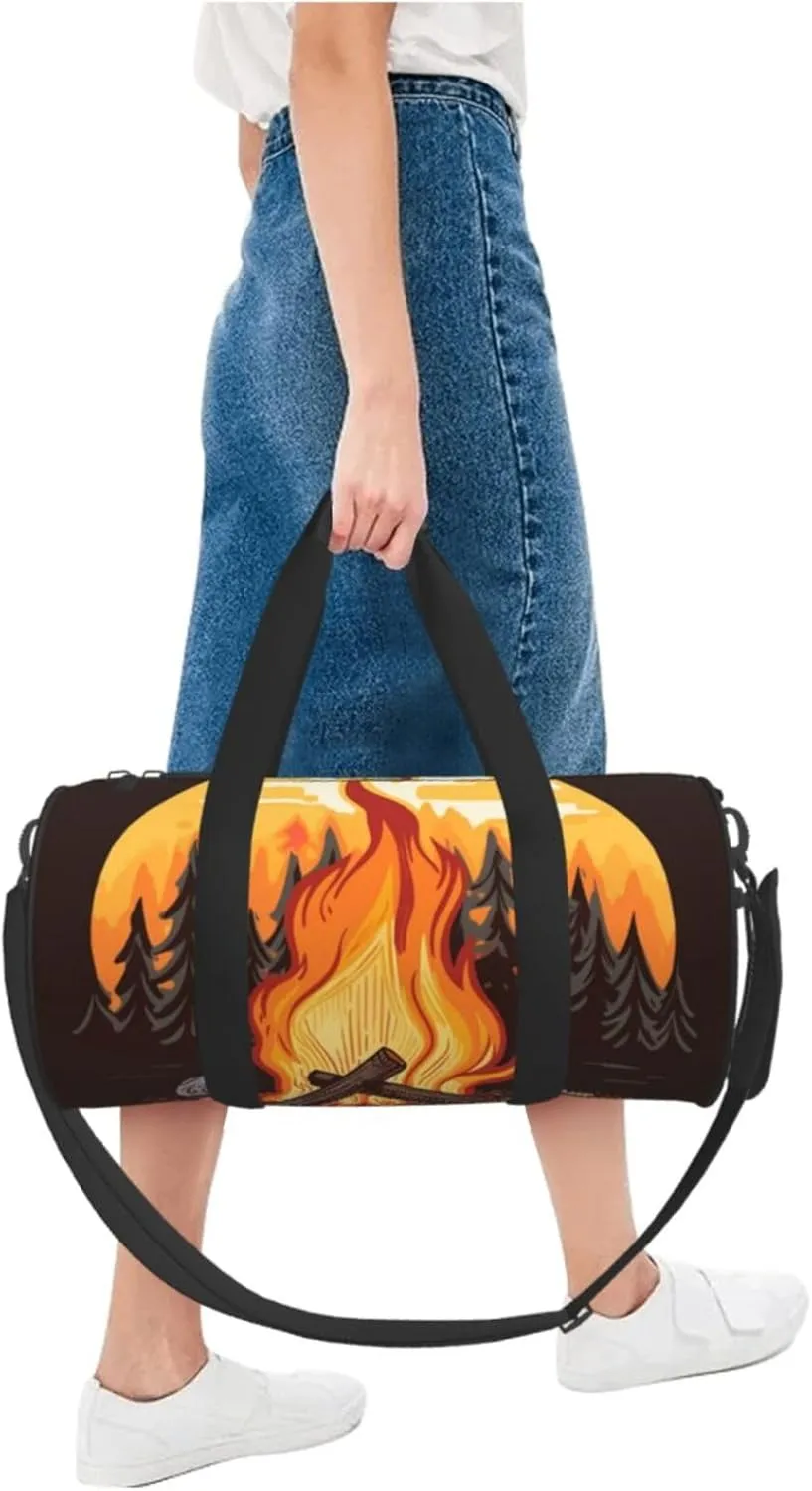 Gym Bags Small Bonfire Duffel Bag Overnight Bag with Shoe Compartment Carryon Bag for Men Women