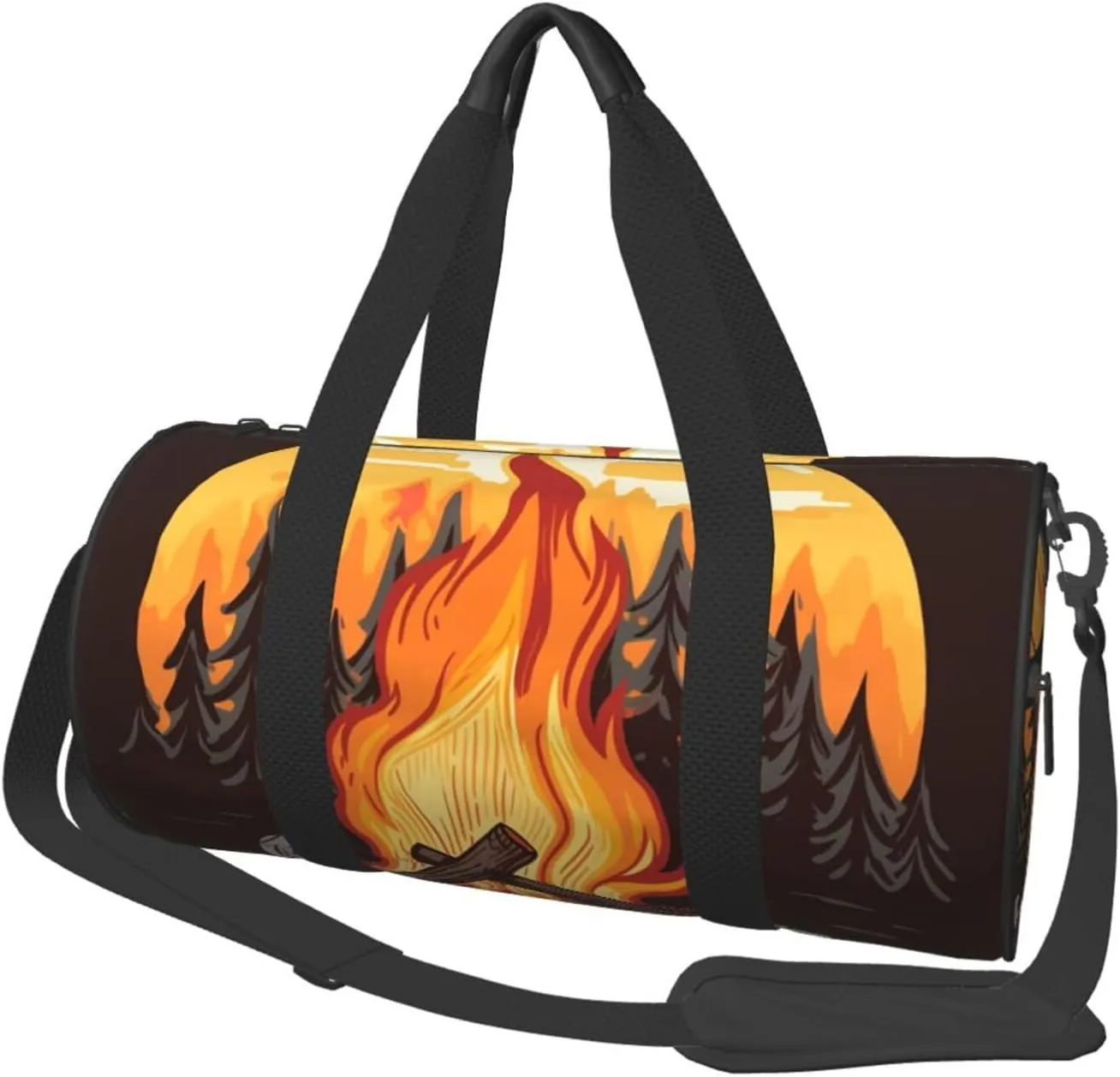 Gym Bags Small Bonfire Duffel Bag Overnight Bag with Shoe Compartment Carryon Bag for Men Women