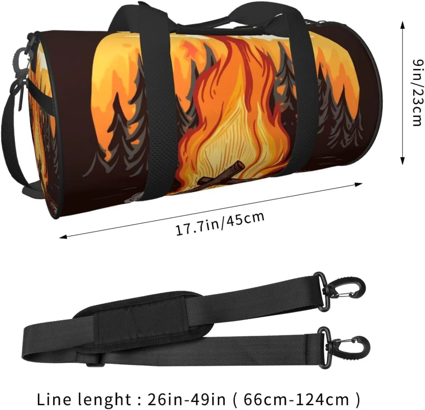 Gym Bags Small Bonfire Duffel Bag Overnight Bag with Shoe Compartment Carryon Bag for Men Women