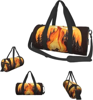 Gym Bags Small Bonfire Duffel Bag Overnight Bag with Shoe Compartment Carryon Bag for Men Women