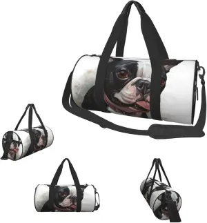 Gym Bags Small Boston Terrier Duffel Bag Overnight Bag with Shoe Compartment Carryon Bag for Men Women