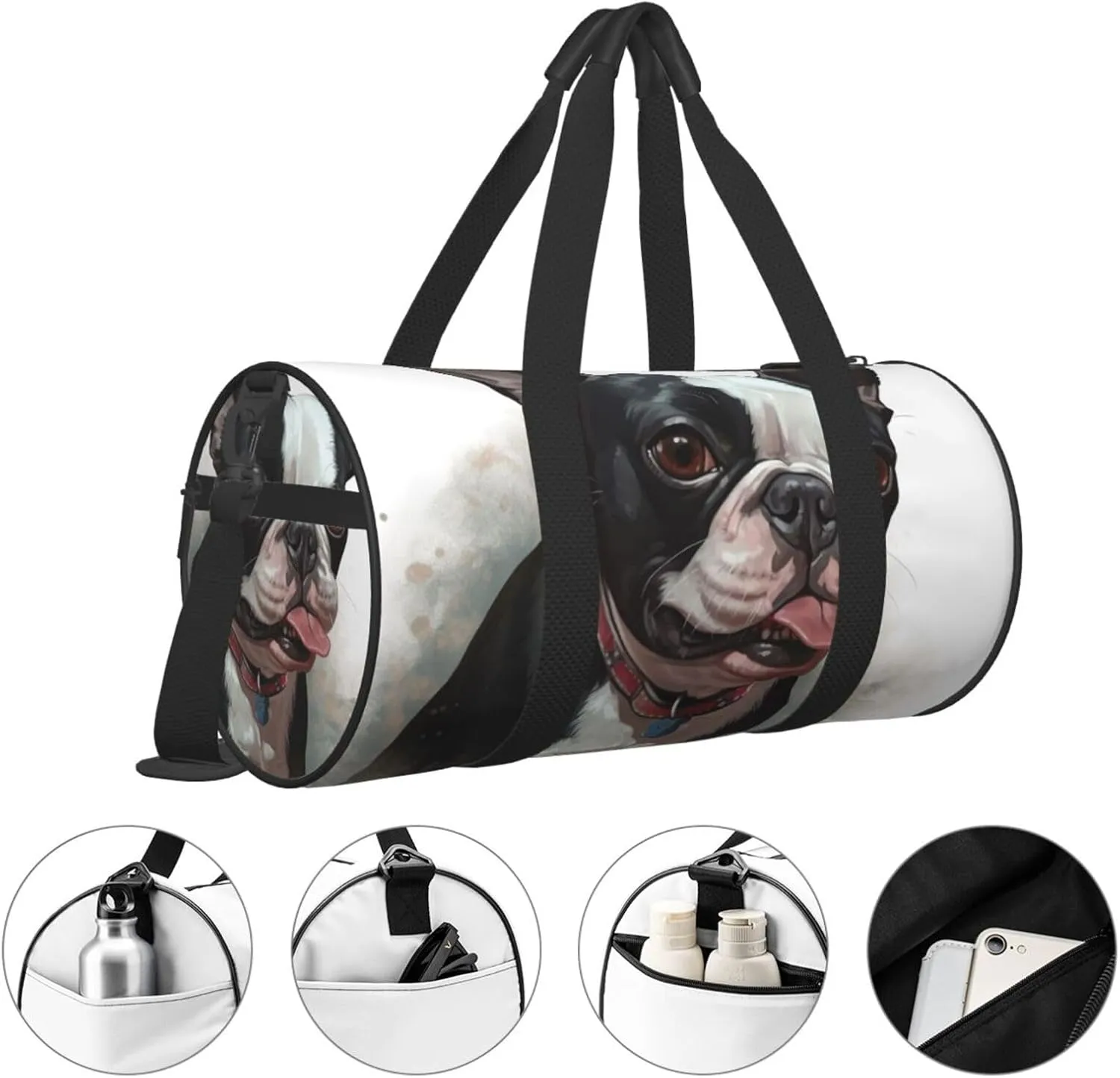 Gym Bags Small Boston Terrier Duffel Bag Overnight Bag with Shoe Compartment Carryon Bag for Men Women