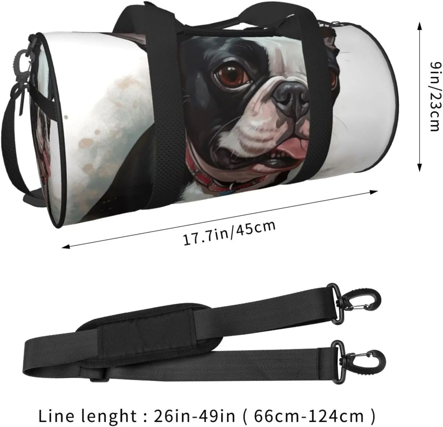 Gym Bags Small Boston Terrier Duffel Bag Overnight Bag with Shoe Compartment Carryon Bag for Men Women