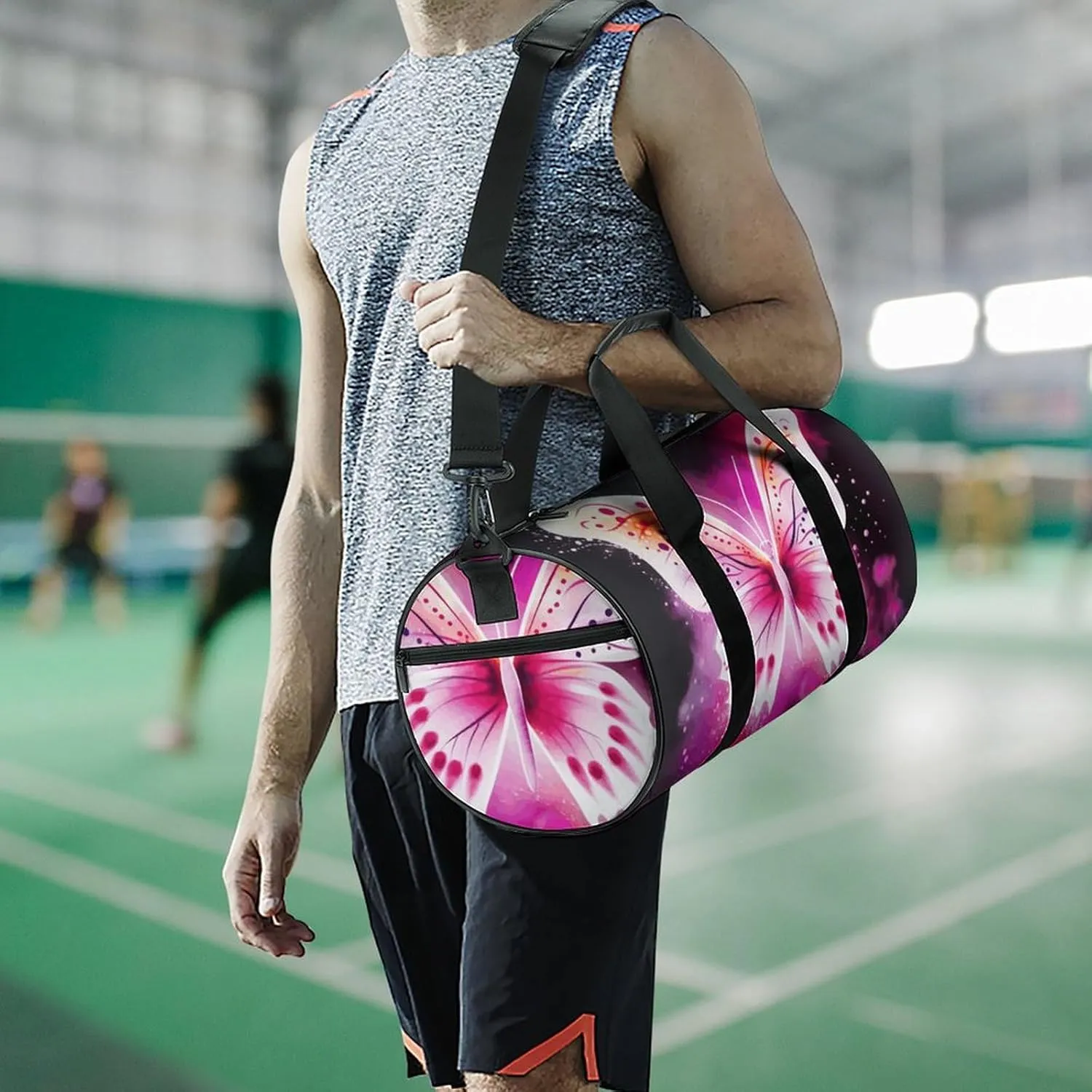 Gym Bags Small Butterfly Duffel Bag Overnight Bag with Shoe Compartment Carryon Bag for Men Women