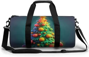 Gym Bags Small Cartoon Christmas Tree79618180-007d-11ef-8e6d-d148611795c7 Duffel Bag Overnight Bag with Shoe Compartment Carryon Bag for Men Women