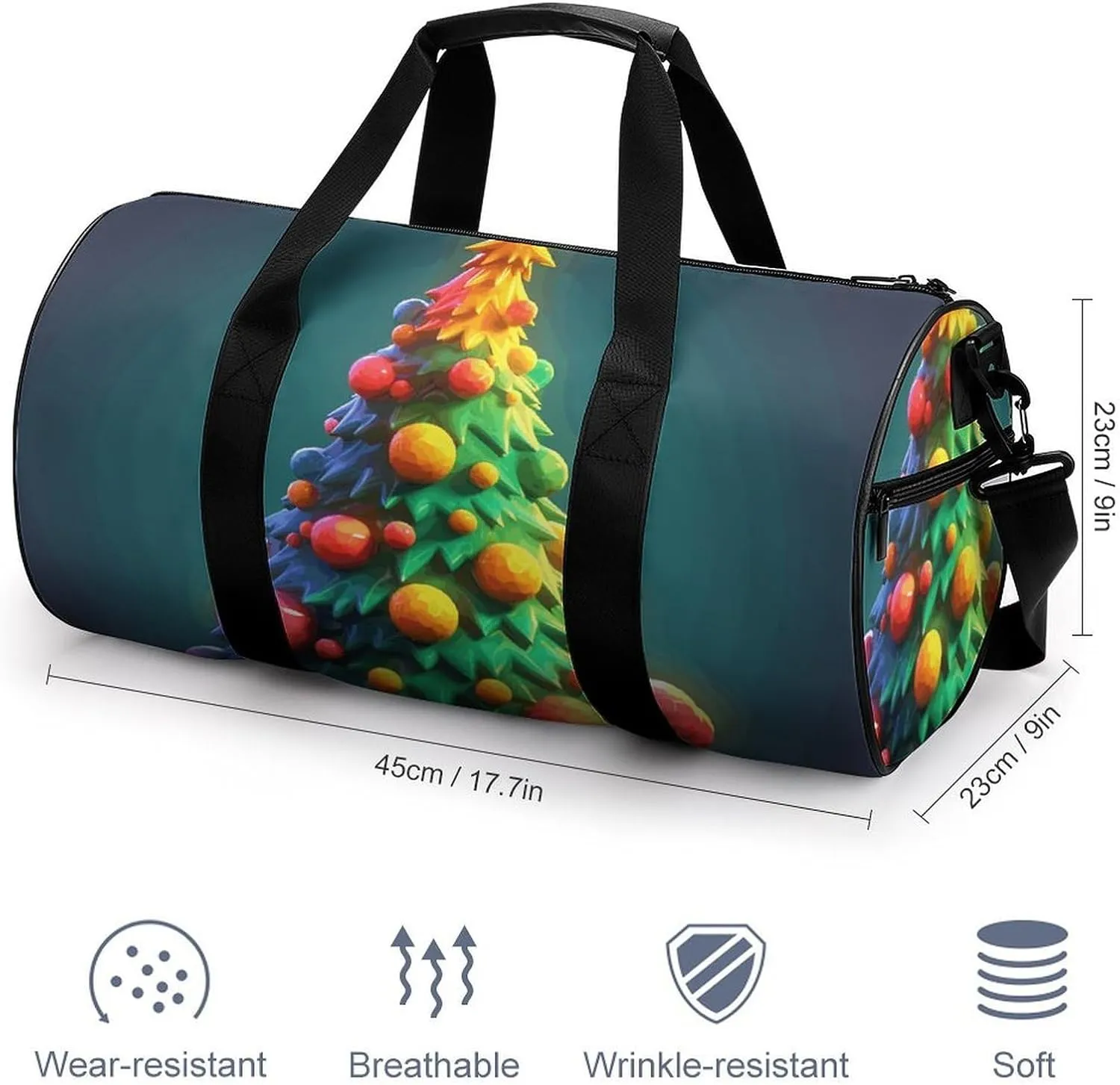 Gym Bags Small Cartoon Christmas Tree79618180-007d-11ef-8e6d-d148611795c7 Duffel Bag Overnight Bag with Shoe Compartment Carryon Bag for Men Women