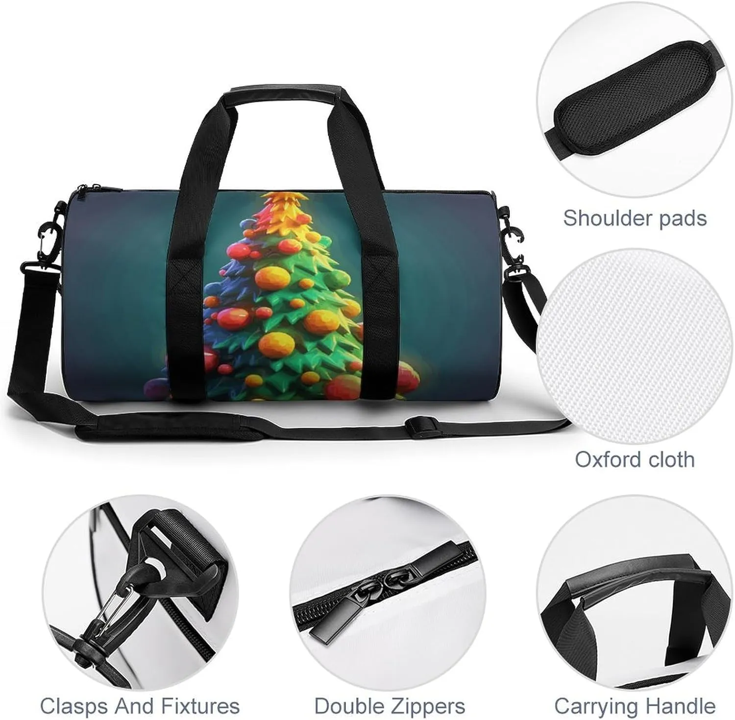 Gym Bags Small Cartoon Christmas Tree79618180-007d-11ef-8e6d-d148611795c7 Duffel Bag Overnight Bag with Shoe Compartment Carryon Bag for Men Women