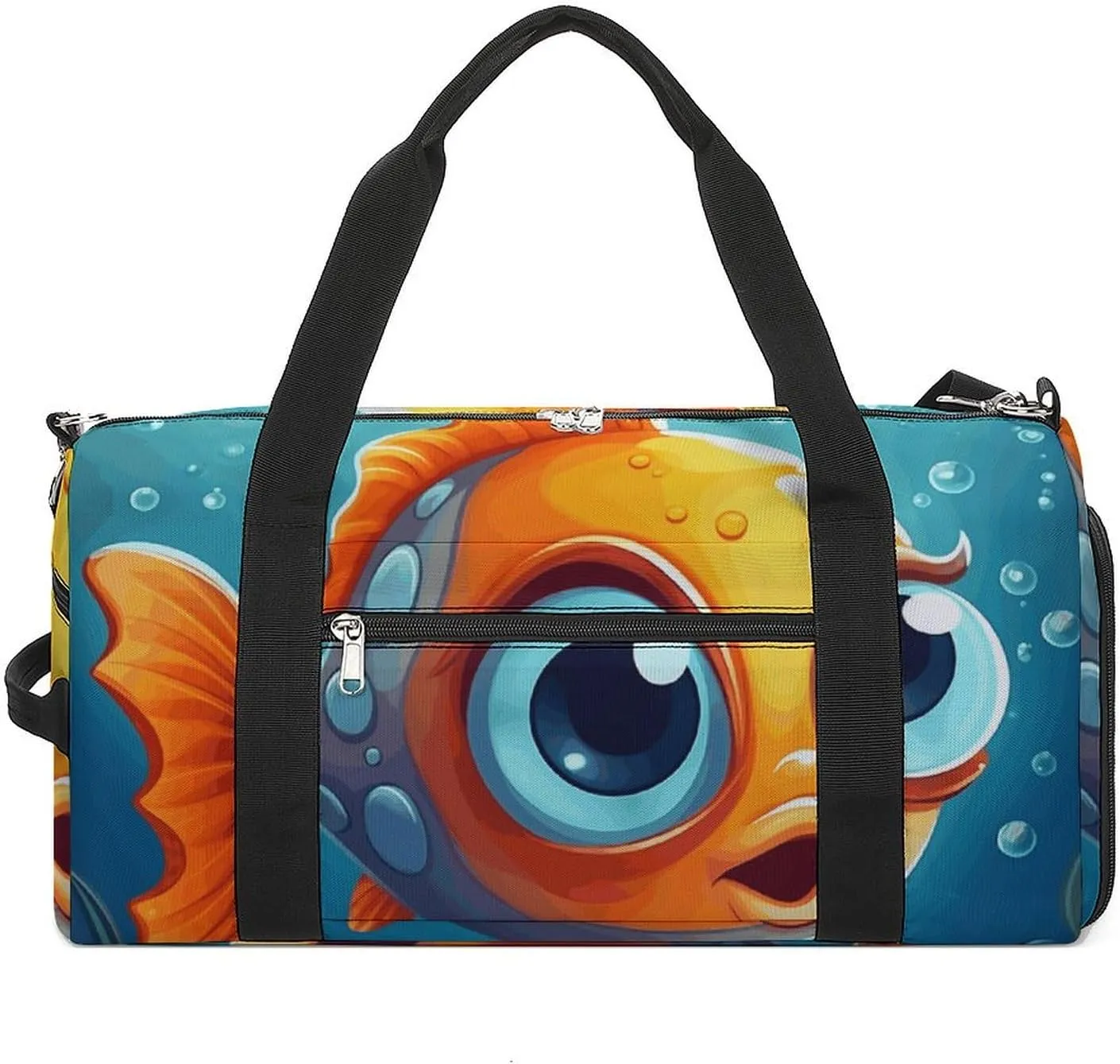 Gym Bags Small Cartoon Little Fish Duffel Bag Overnight Bag with Shoe Compartment Carryon Bag for Men Women