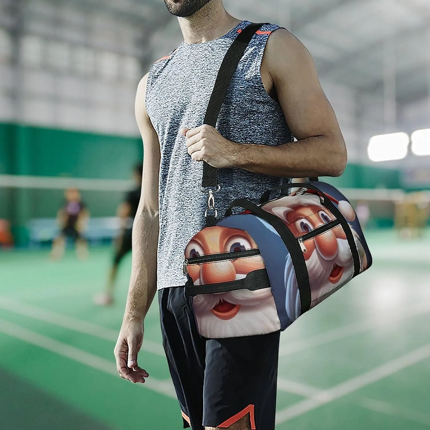 Gym Bags Small Cartoon Santa Claus Duffel Bag Overnight Bag with Shoe Compartment Carryon Bag for Men Women
