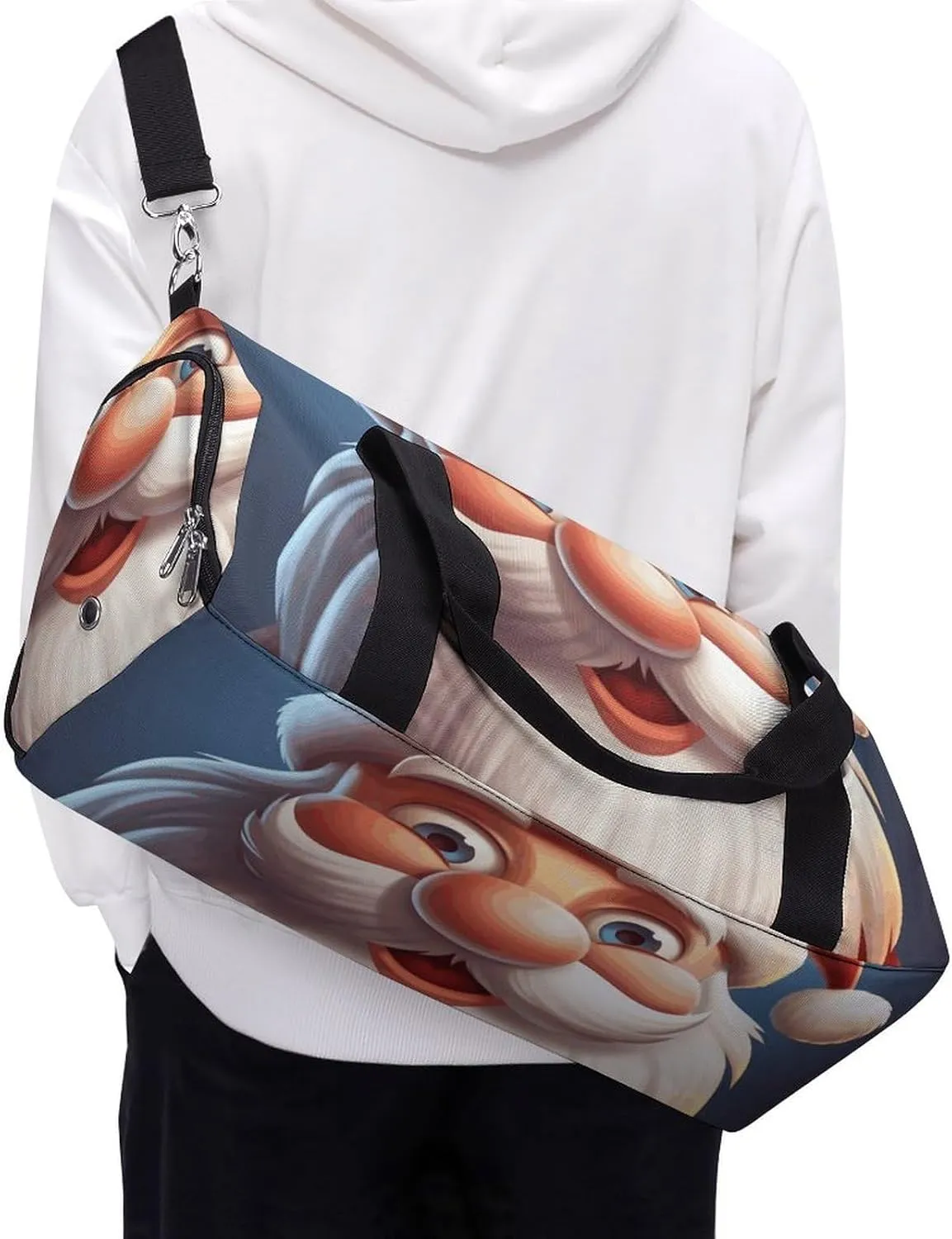 Gym Bags Small Cartoon Santa Claus Duffel Bag Overnight Bag with Shoe Compartment Carryon Bag for Men Women
