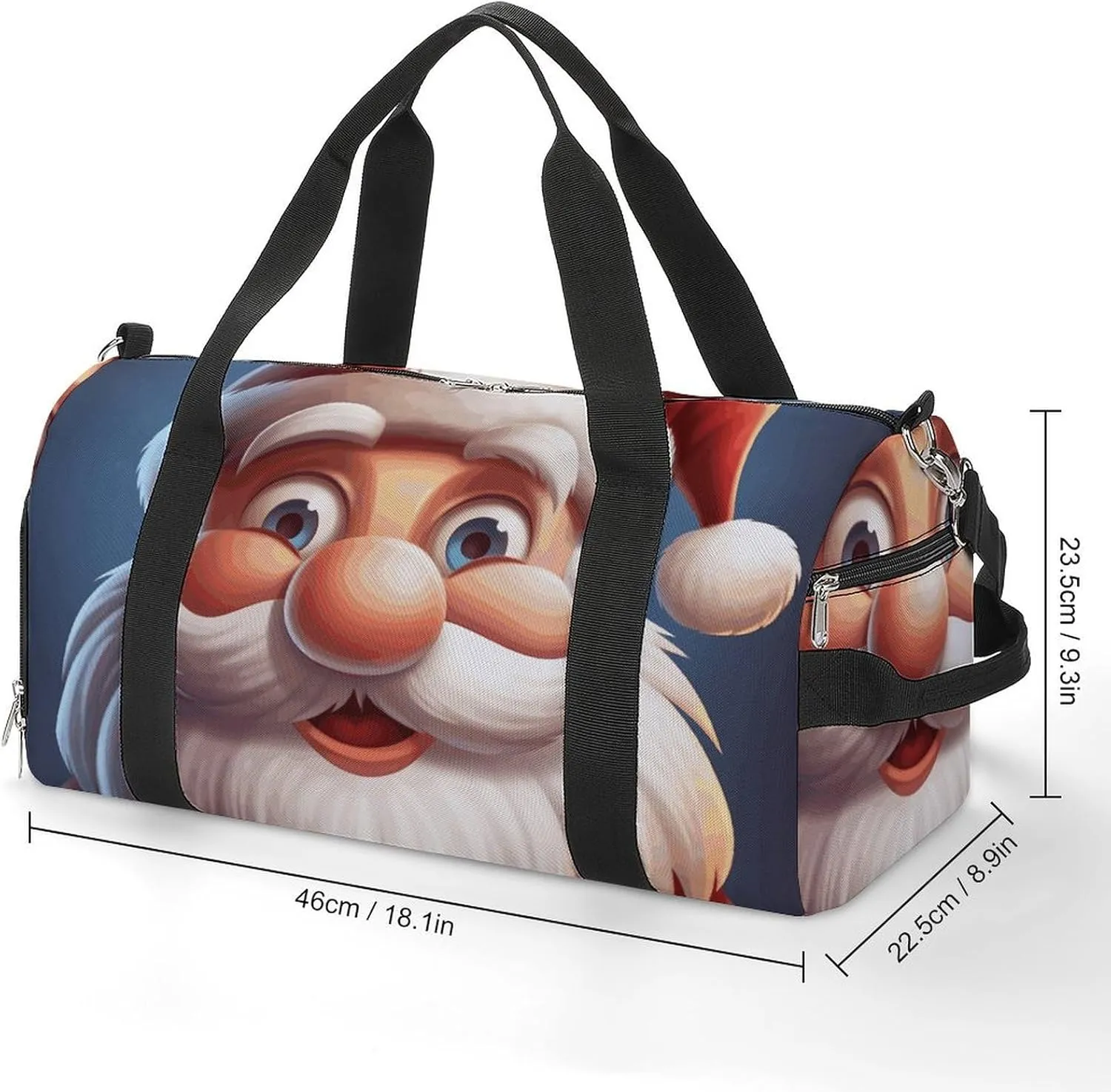 Gym Bags Small Cartoon Santa Claus Duffel Bag Overnight Bag with Shoe Compartment Carryon Bag for Men Women