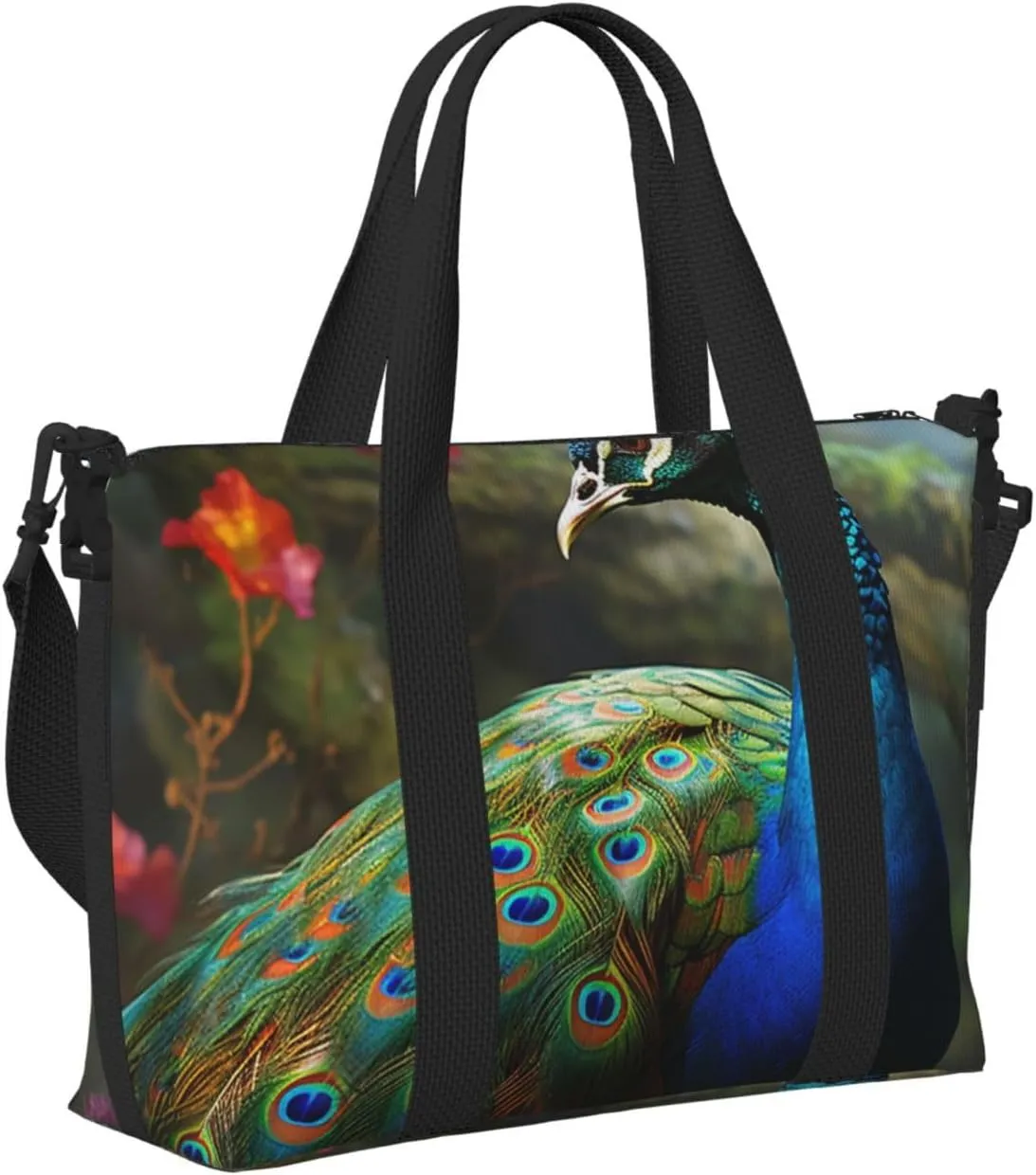 Gym Bags Small Colorful Peacock Duffel Bag Overnight Bag with Shoe Compartment Carryon Bag for Men Women
