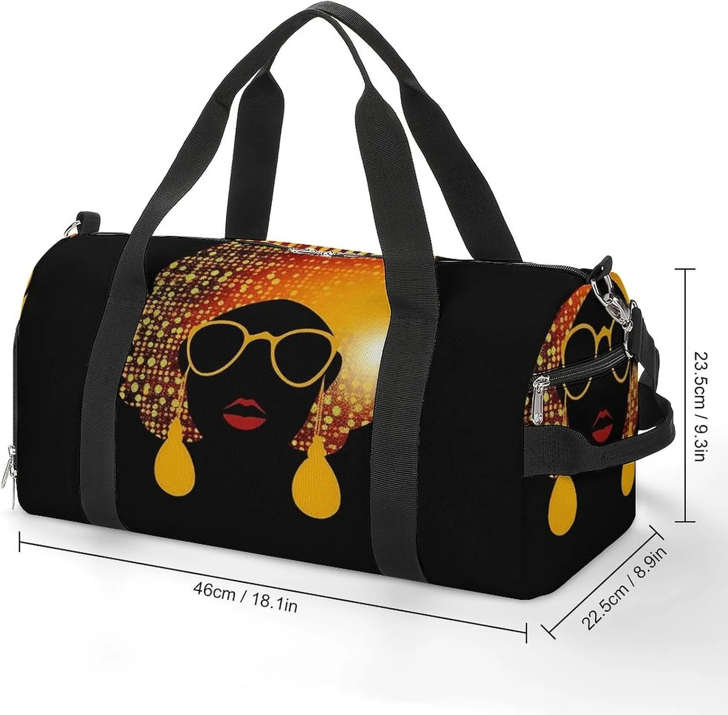 Gym Bags Small Cute African Woman Duffel Bag Overnight Bag with Shoe Compartment Carryon Bag for Men Women