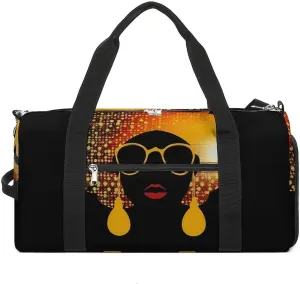 Gym Bags Small Cute African Woman Duffel Bag Overnight Bag with Shoe Compartment Carryon Bag for Men Women