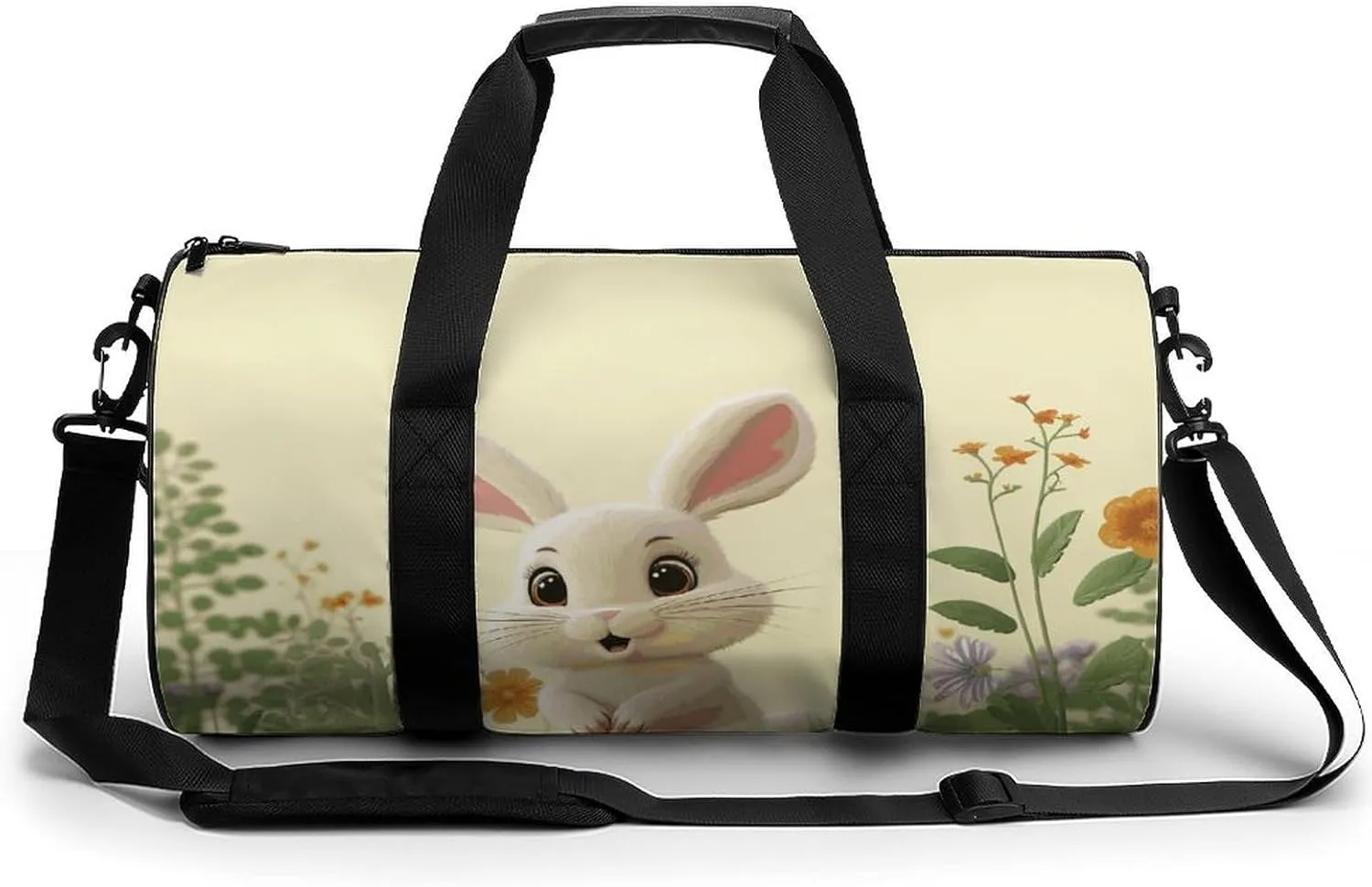 Gym Bags Small Cute Bunny Duffel Bag Overnight Bag with Shoe Compartment Carryon Bag for Men Women