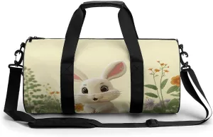 Gym Bags Small Cute Bunny Duffel Bag Overnight Bag with Shoe Compartment Carryon Bag for Men Women