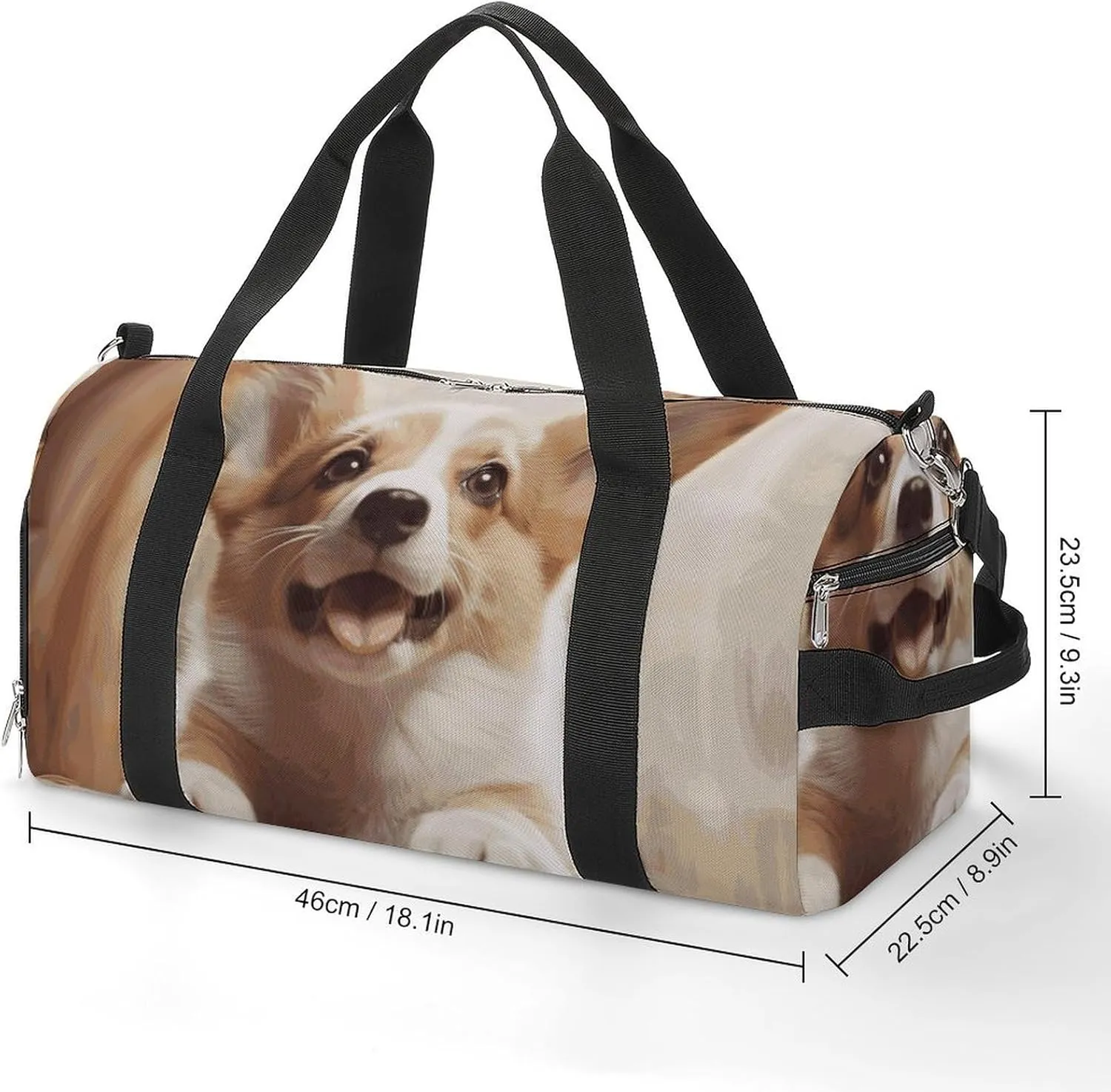 Gym Bags Small Cute Corgi Duffel Bag Overnight Bag with Shoe Compartment Carryon Bag for Men Women