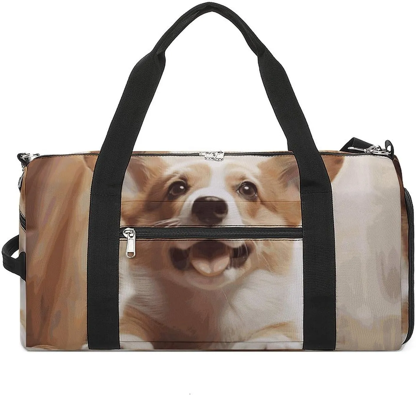 Gym Bags Small Cute Corgi Duffel Bag Overnight Bag with Shoe Compartment Carryon Bag for Men Women