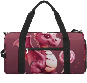 Gym Bags Small Cute Dragon Duffel Bag Overnight Bag with Shoe Compartment Carryon Bag for Men Women