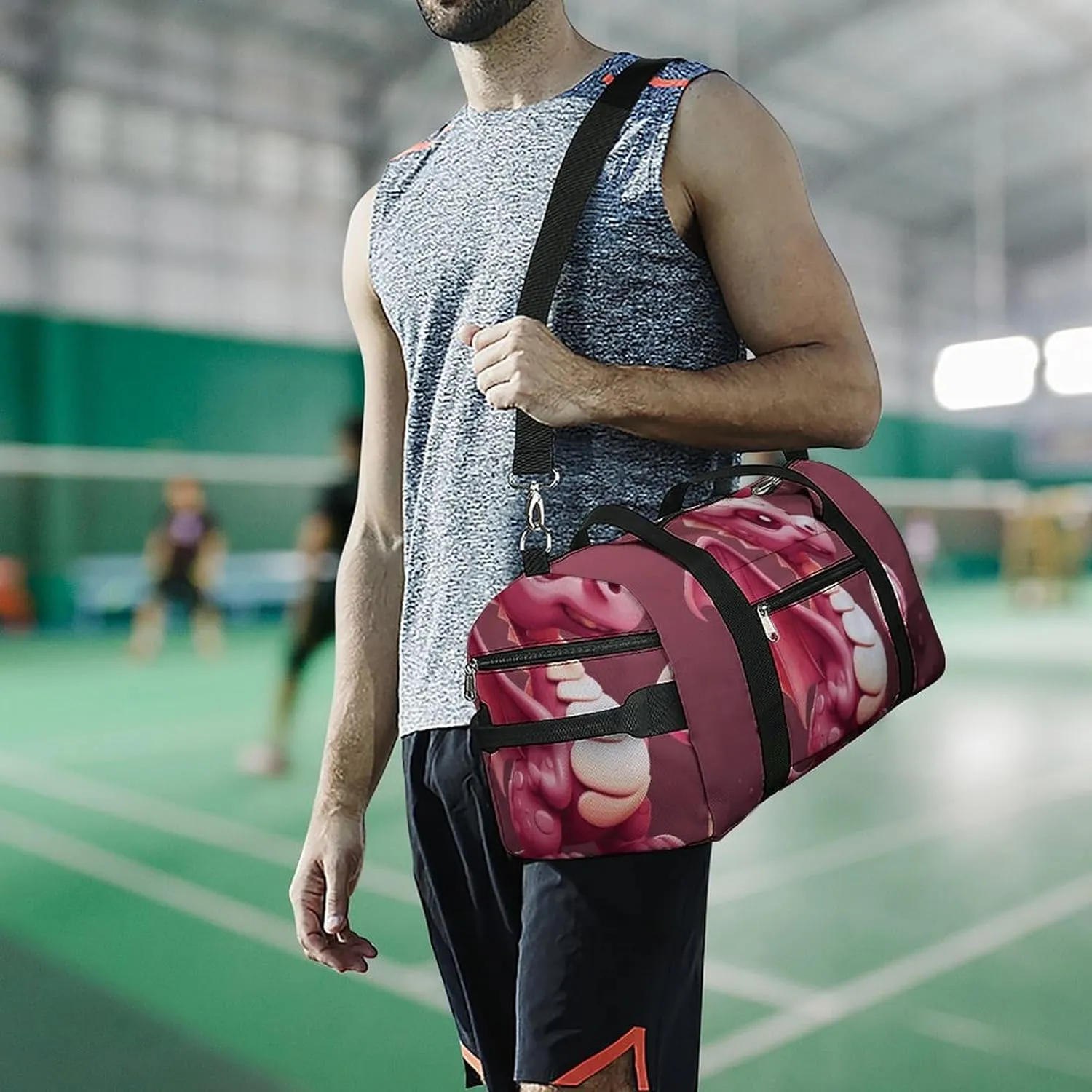 Gym Bags Small Cute Dragon Duffel Bag Overnight Bag with Shoe Compartment Carryon Bag for Men Women