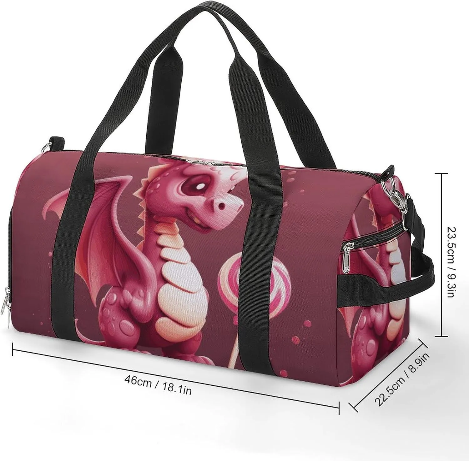 Gym Bags Small Cute Dragon Duffel Bag Overnight Bag with Shoe Compartment Carryon Bag for Men Women