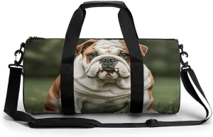 Gym Bags Small Cute English Bulldog Duffel Bag Overnight Bag with Shoe Compartment Carryon Bag for Men Women