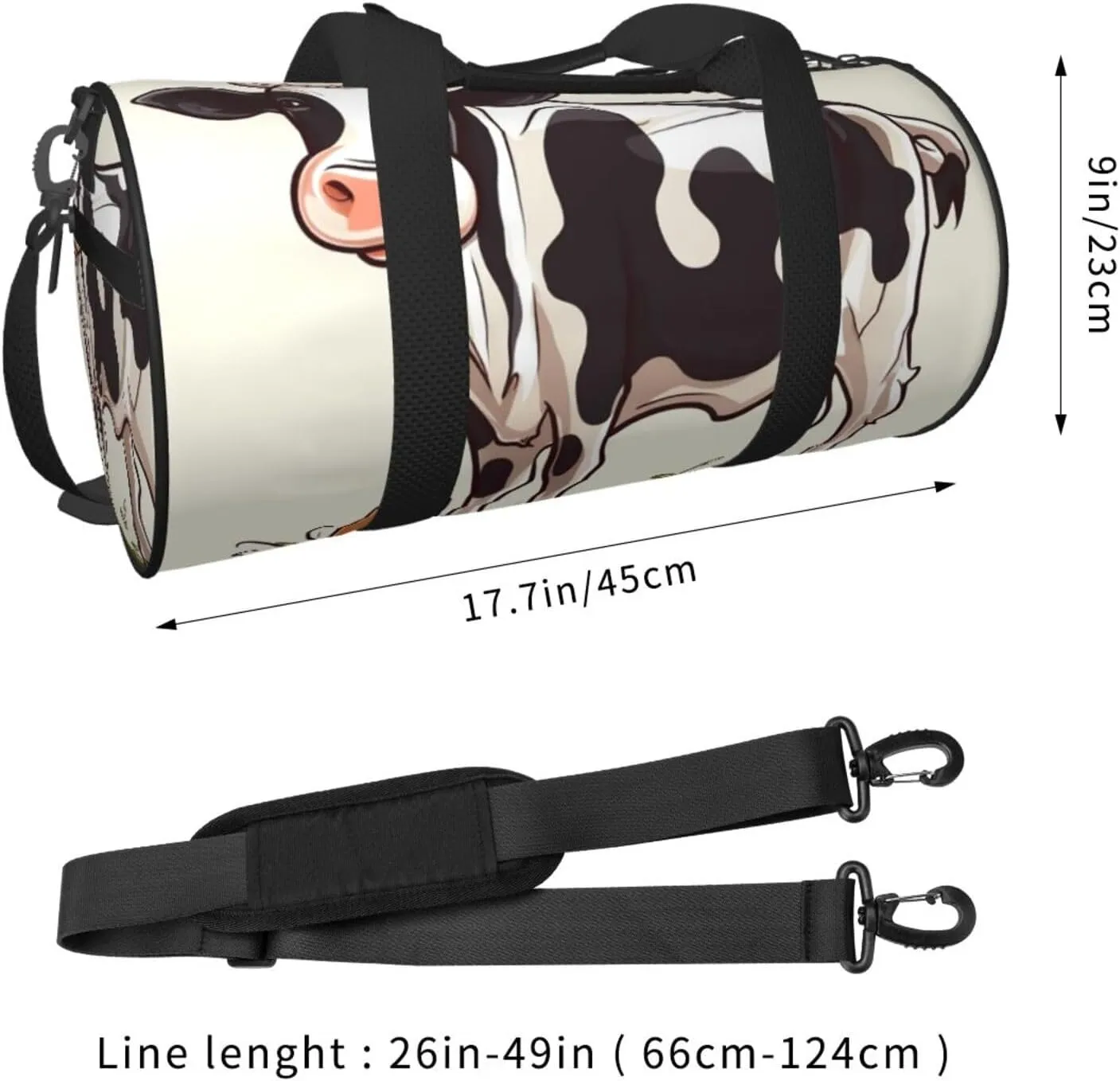 Gym Bags Small Dairy cow Duffel Bag Overnight Bag with Shoe Compartment Carryon Bag for Men Women
