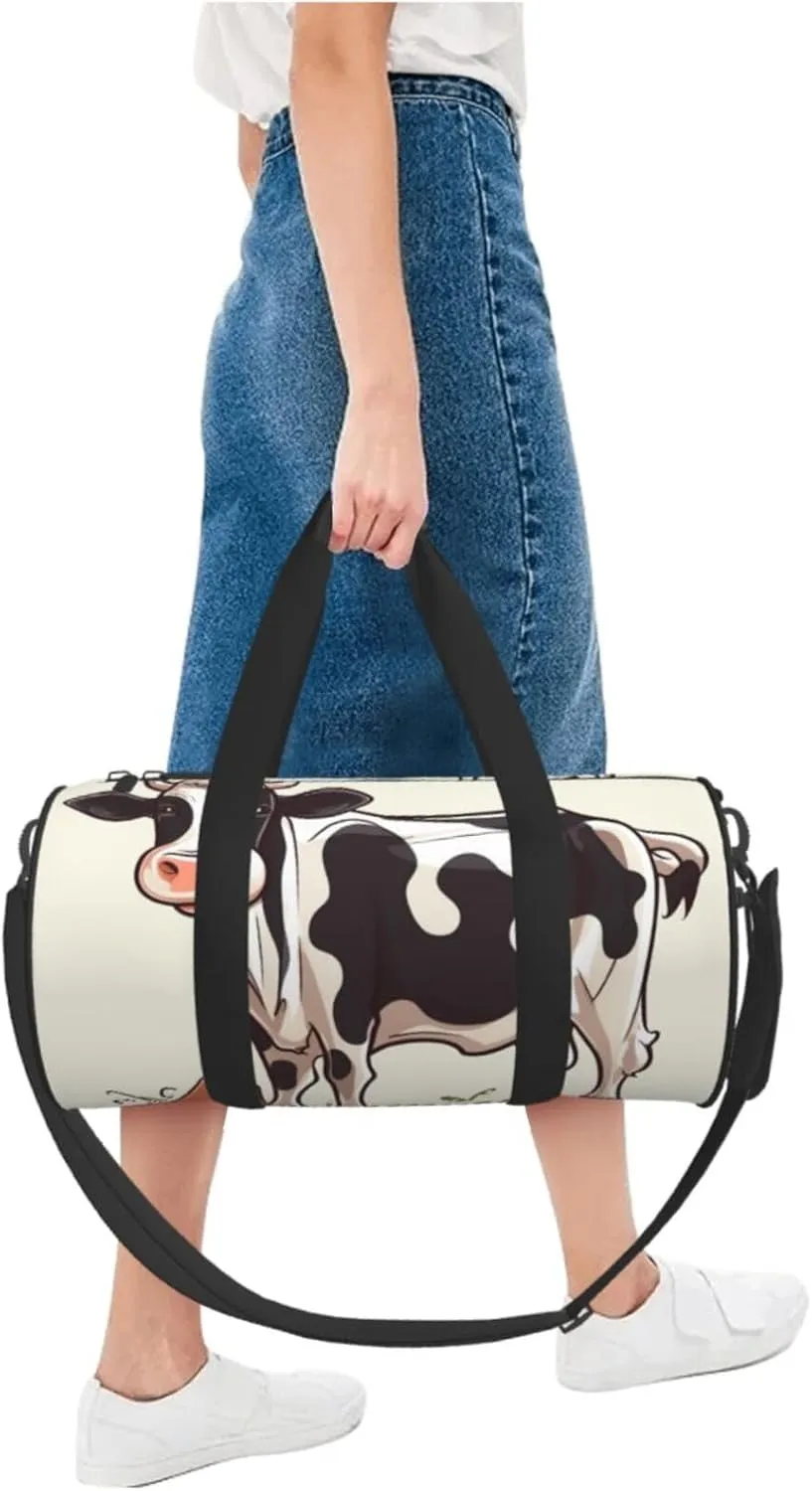Gym Bags Small Dairy cow Duffel Bag Overnight Bag with Shoe Compartment Carryon Bag for Men Women