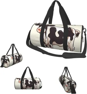 Gym Bags Small Dairy cow Duffel Bag Overnight Bag with Shoe Compartment Carryon Bag for Men Women