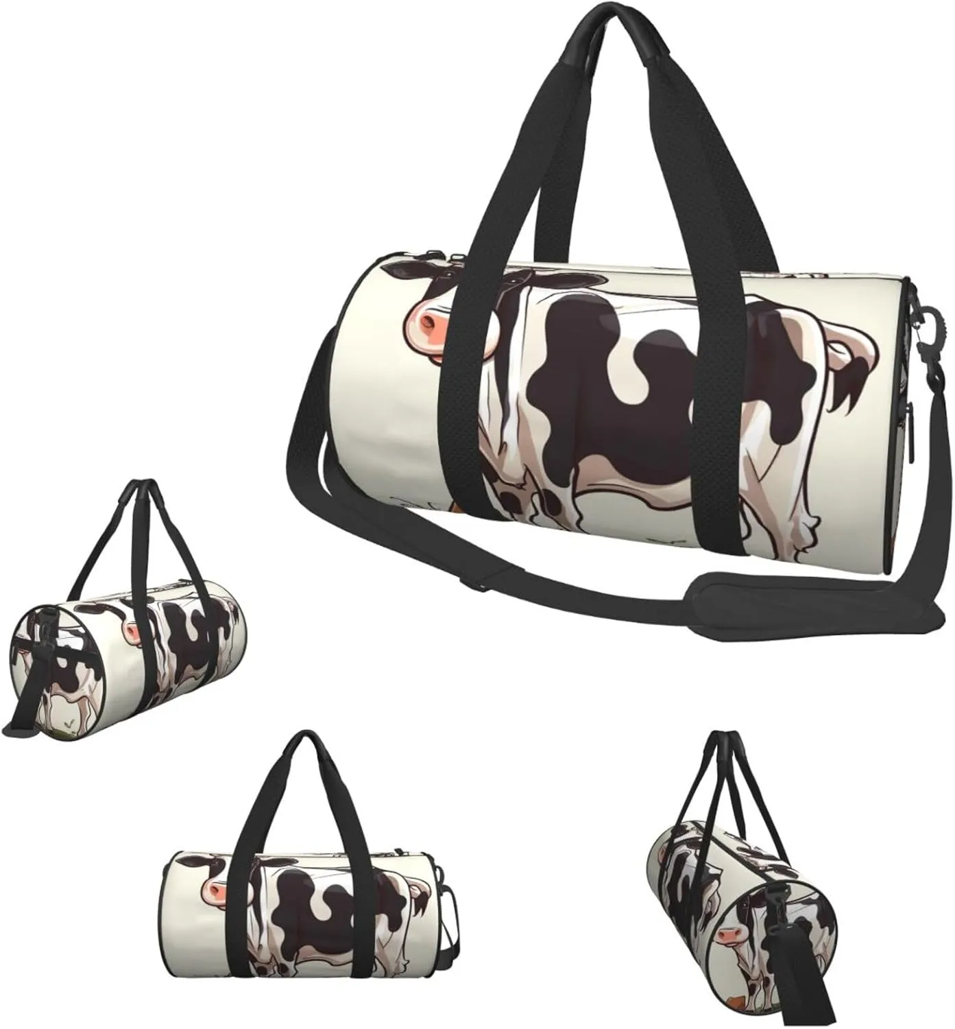 Gym Bags Small Dairy cow Duffel Bag Overnight Bag with Shoe Compartment Carryon Bag for Men Women