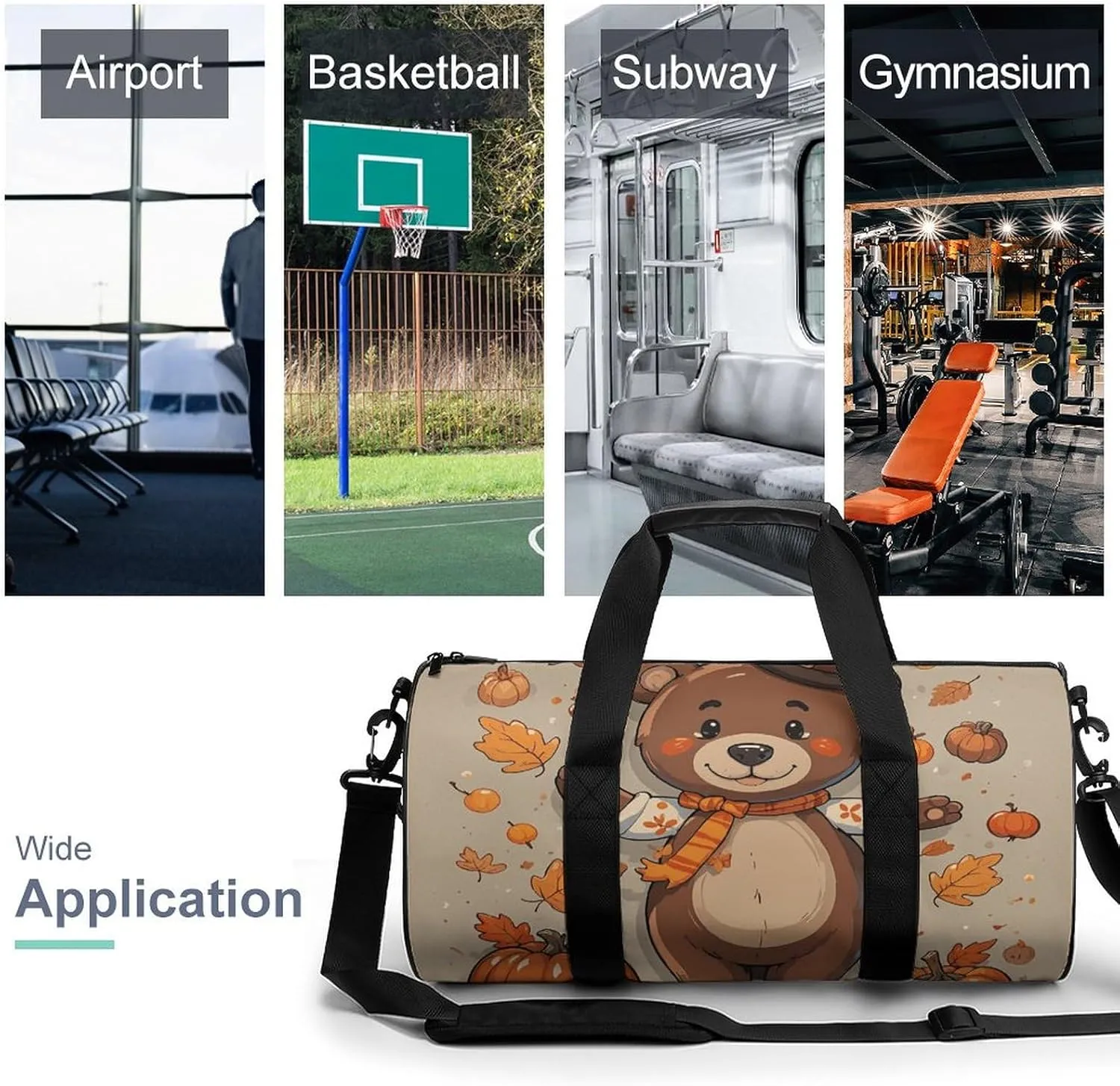 Gym Bags Small Dancing Thanksgiving Bear Duffel Bag Overnight Bag with Shoe Compartment Carryon Bag for Men Women