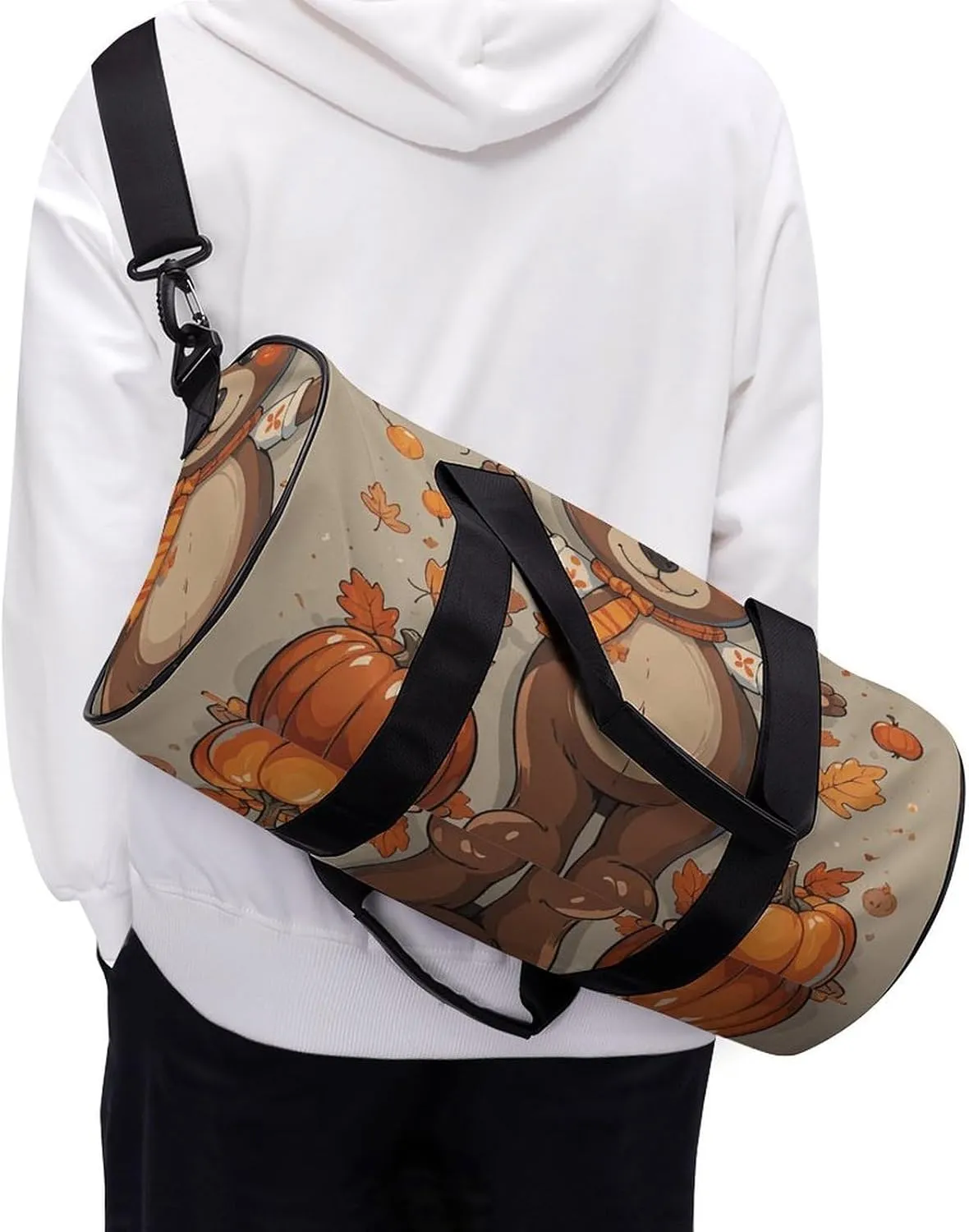 Gym Bags Small Dancing Thanksgiving Bear Duffel Bag Overnight Bag with Shoe Compartment Carryon Bag for Men Women