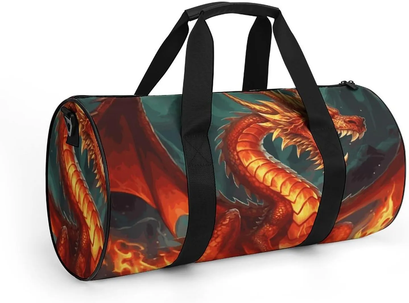 Gym Bags Small Dragon King in Fire Duffel Bag Overnight Bag with Shoe Compartment Carryon Bag for Men Women