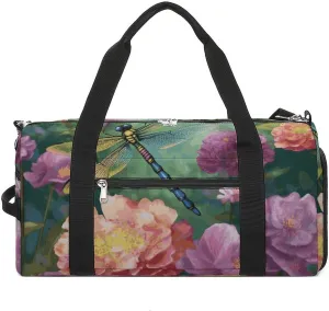Gym Bags Small Dragonfly Garden Spring Duffel Bag Overnight Bag with Shoe Compartment Carryon Bag for Men Women