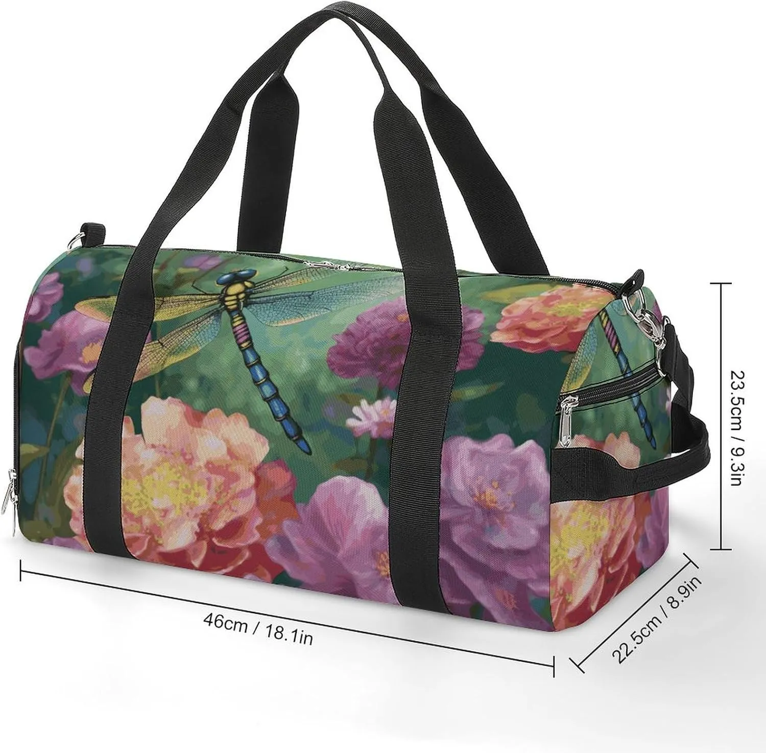 Gym Bags Small Dragonfly Garden Spring Duffel Bag Overnight Bag with Shoe Compartment Carryon Bag for Men Women