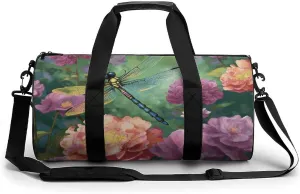 Gym Bags Small Dragonfly Garden Spring Duffel Bag Overnight Bag with Shoe Compartment Carryon Bag for Men Women