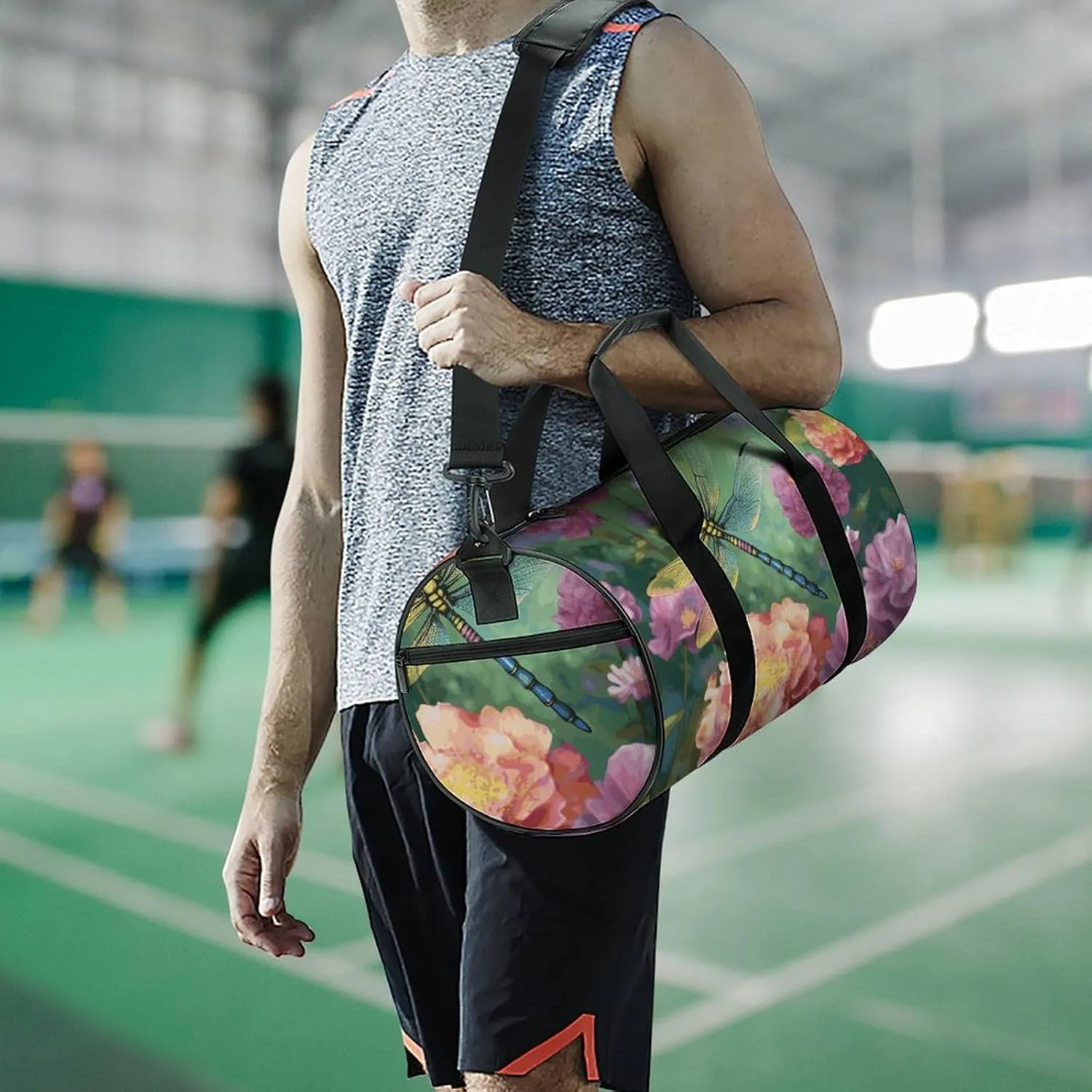 Gym Bags Small Dragonfly Garden Spring Duffel Bag Overnight Bag with Shoe Compartment Carryon Bag for Men Women