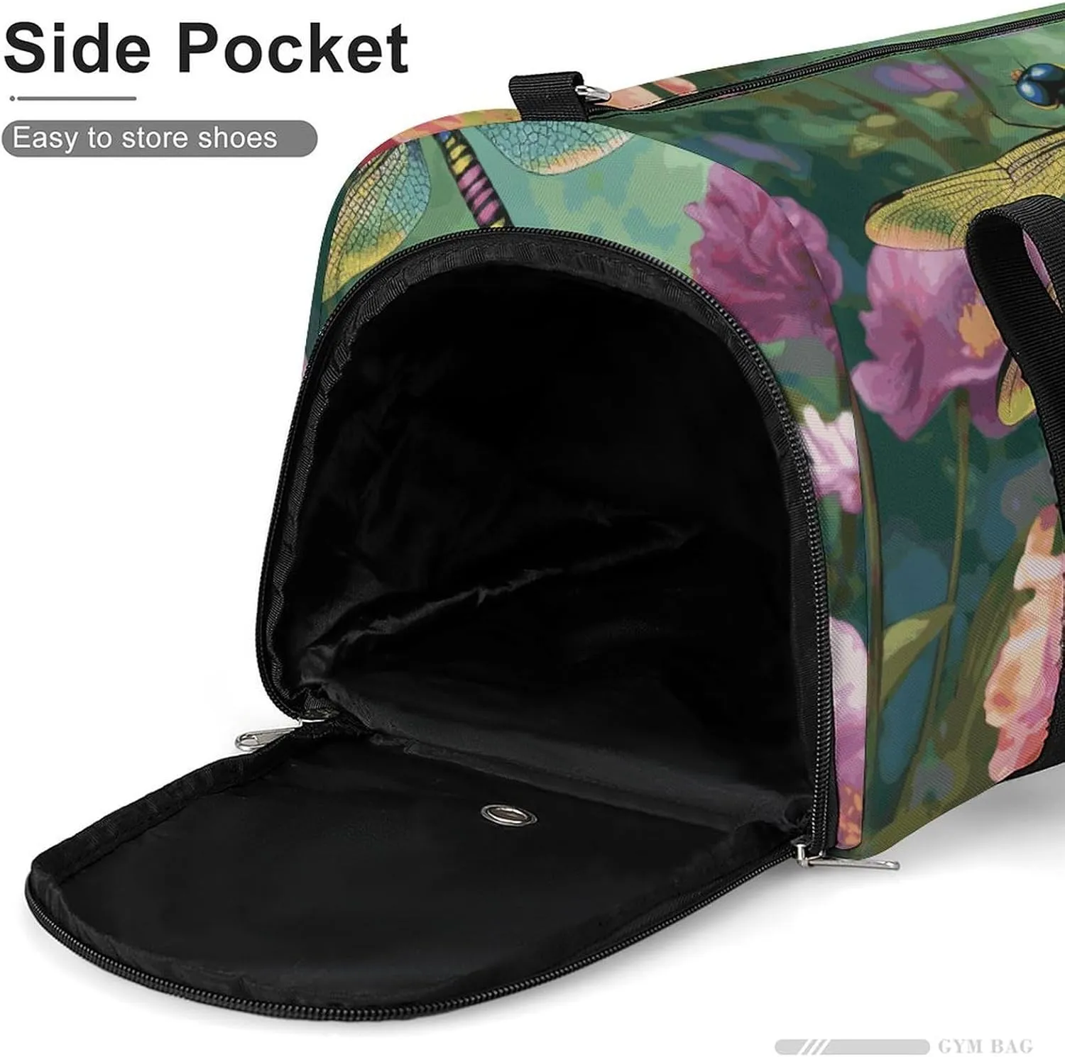 Gym Bags Small Dragonfly Garden Spring Duffel Bag Overnight Bag with Shoe Compartment Carryon Bag for Men Women