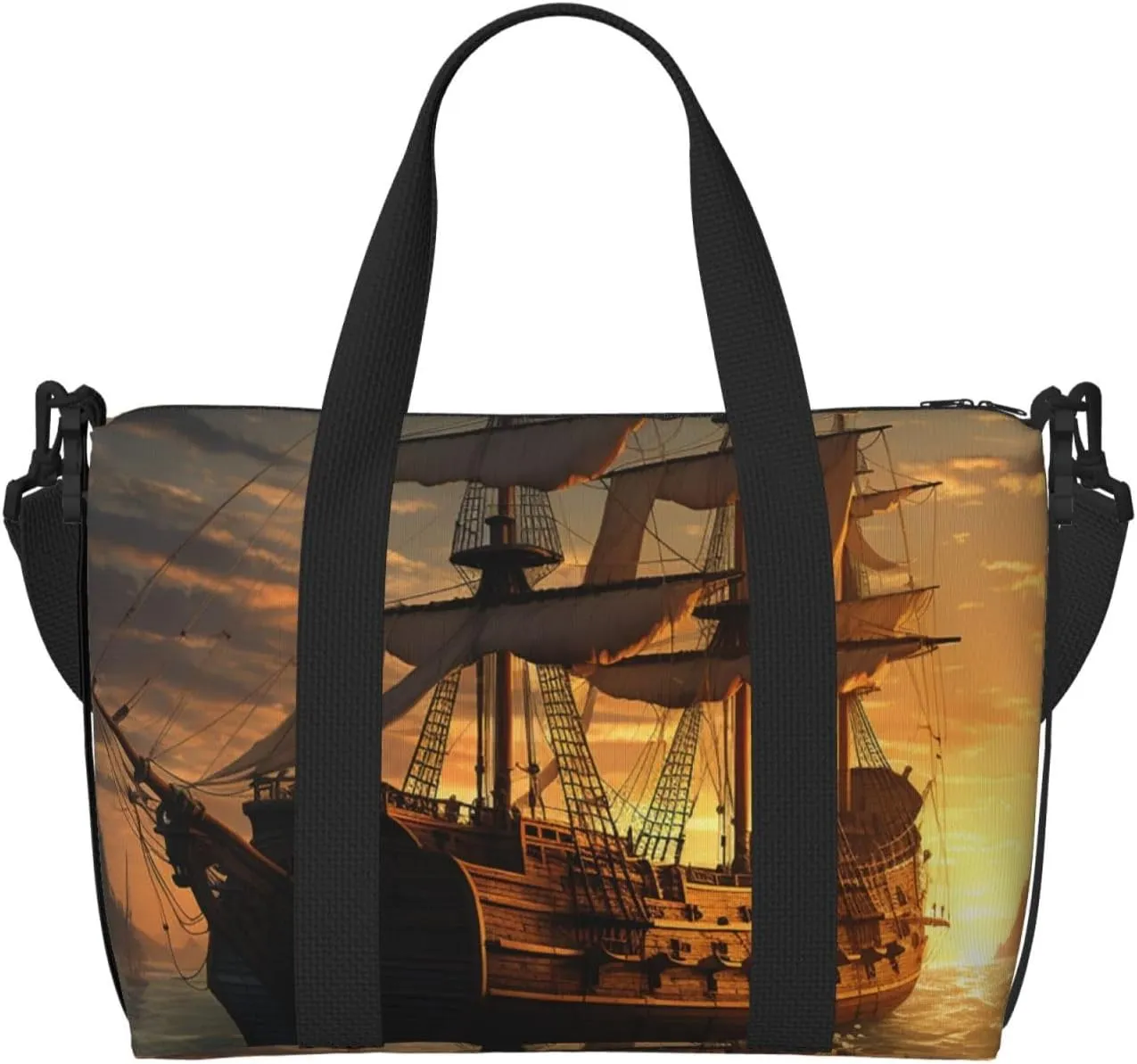 Gym Bags Small Fantasy pirate ship Duffel Bag Overnight Bag with Shoe Compartment Carryon Bag for Men Women