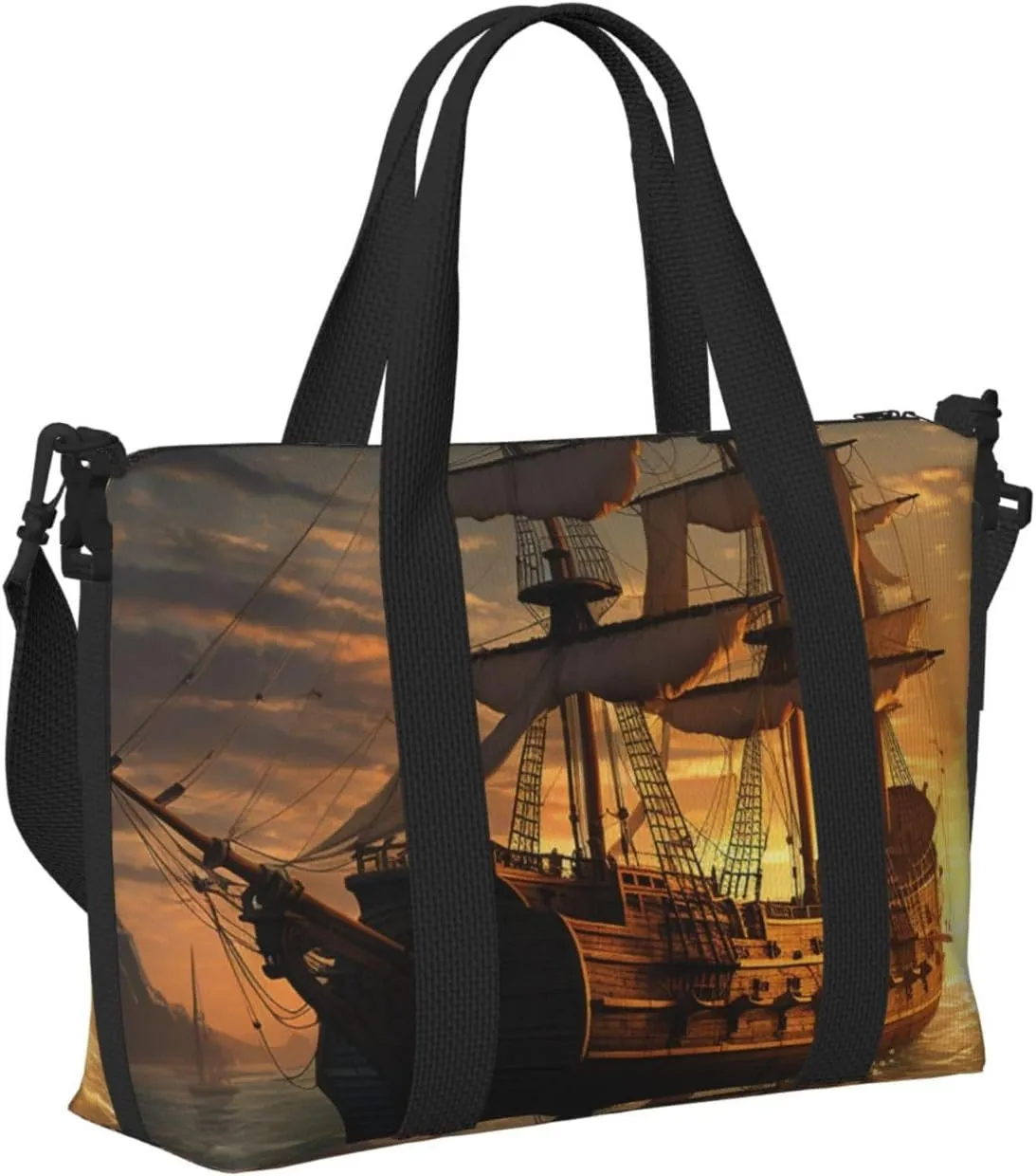 Gym Bags Small Fantasy pirate ship Duffel Bag Overnight Bag with Shoe Compartment Carryon Bag for Men Women