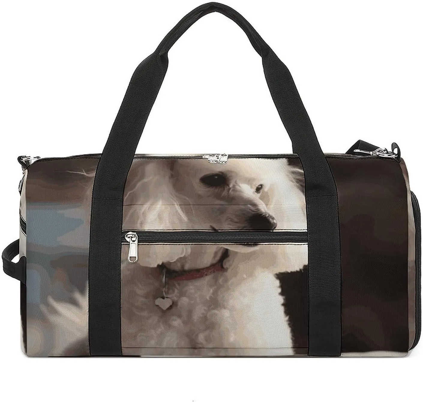 Gym Bags Small French Poodle Duffel Bag Overnight Bag with Shoe Compartment Carryon Bag for Men Women