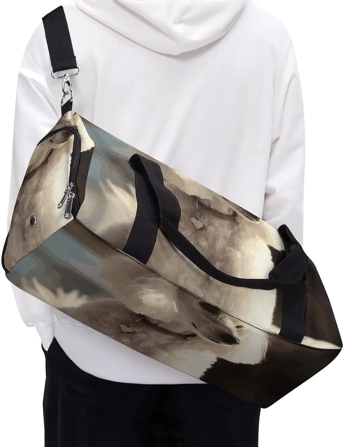 Gym Bags Small French Poodle Duffel Bag Overnight Bag with Shoe Compartment Carryon Bag for Men Women