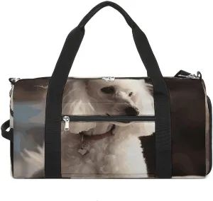 Gym Bags Small French Poodle Duffel Bag Overnight Bag with Shoe Compartment Carryon Bag for Men Women