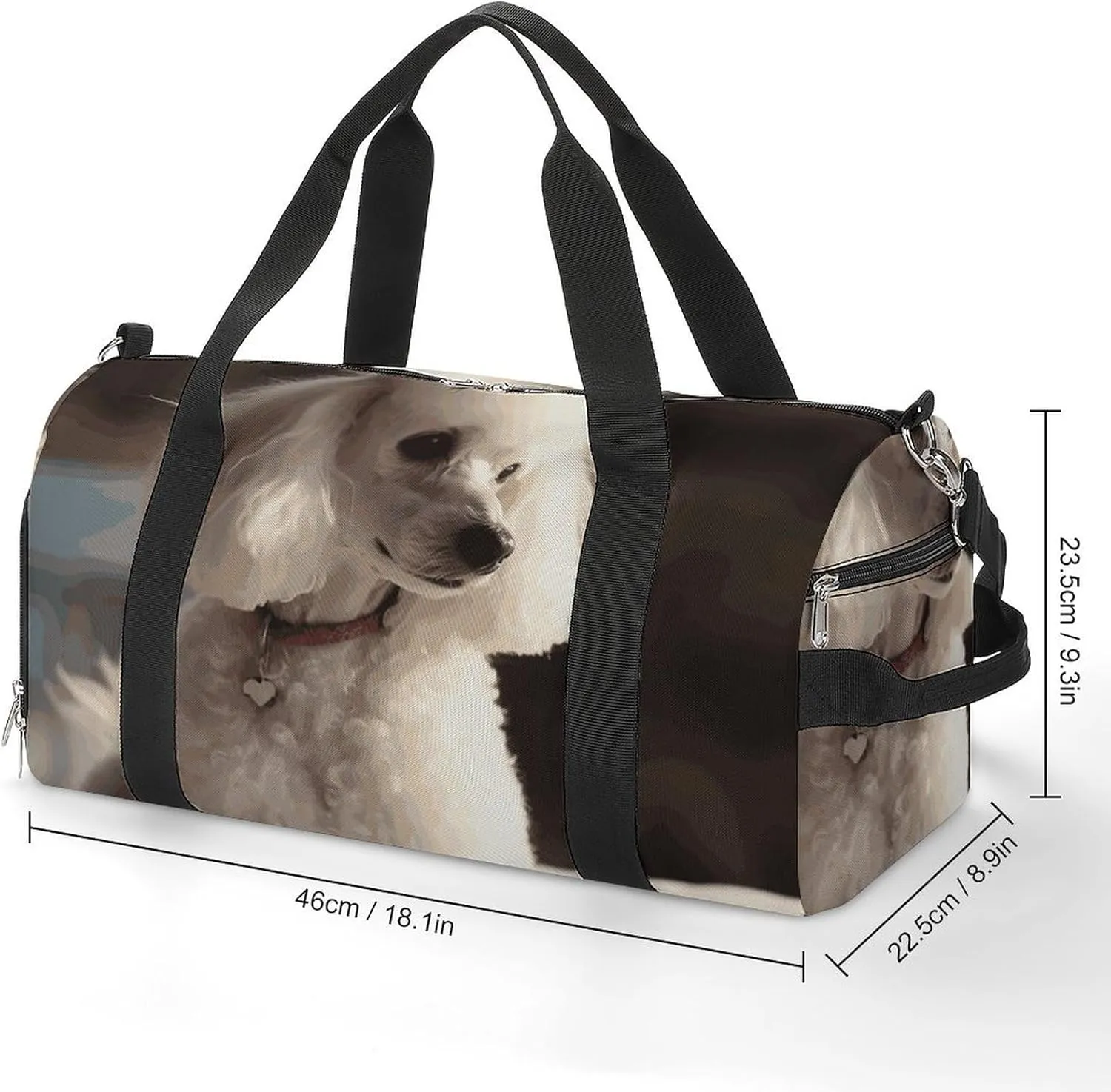 Gym Bags Small French Poodle Duffel Bag Overnight Bag with Shoe Compartment Carryon Bag for Men Women