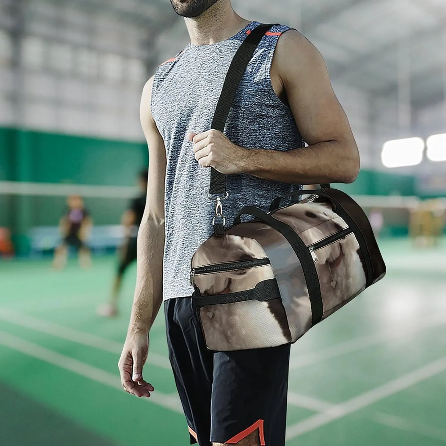 Gym Bags Small French Poodle Duffel Bag Overnight Bag with Shoe Compartment Carryon Bag for Men Women