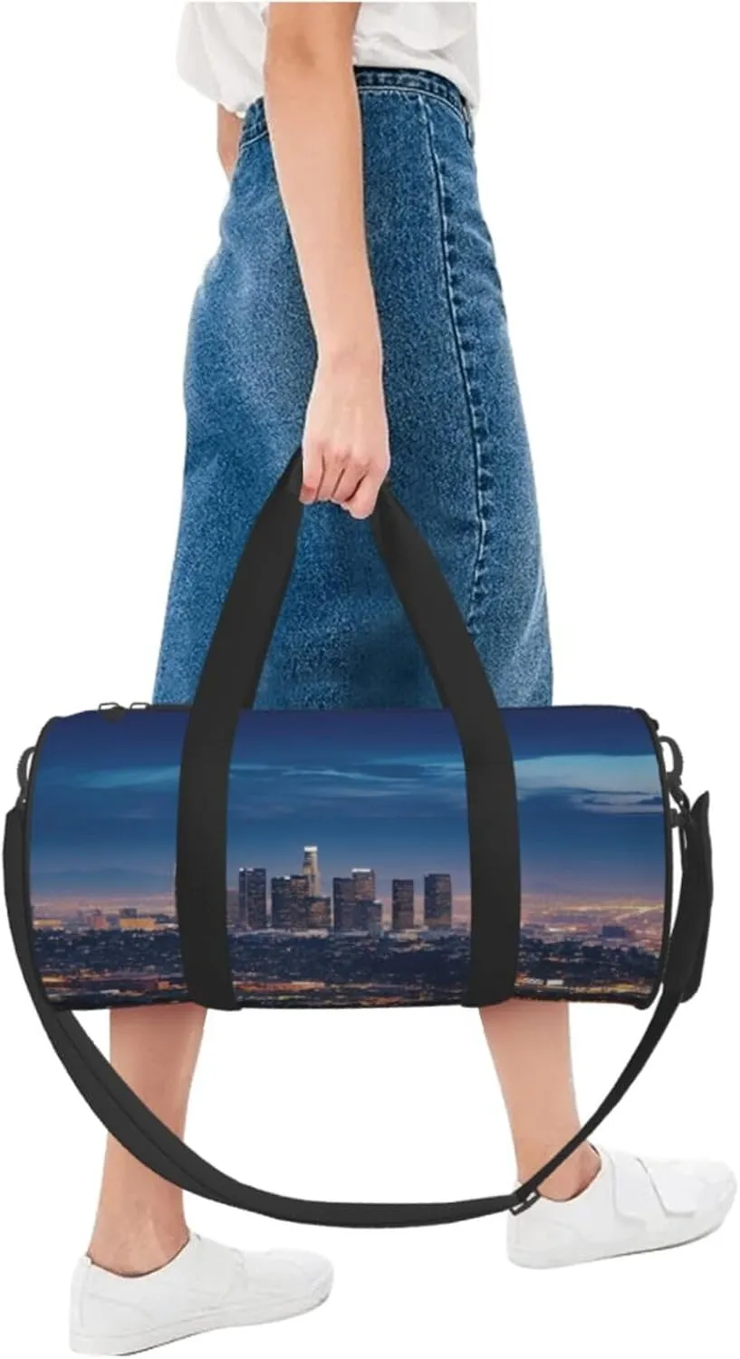 Gym Bags Small Los Angeles Skyline Duffel Bag Overnight Bag with Shoe Compartment Carryon Bag for Men Women