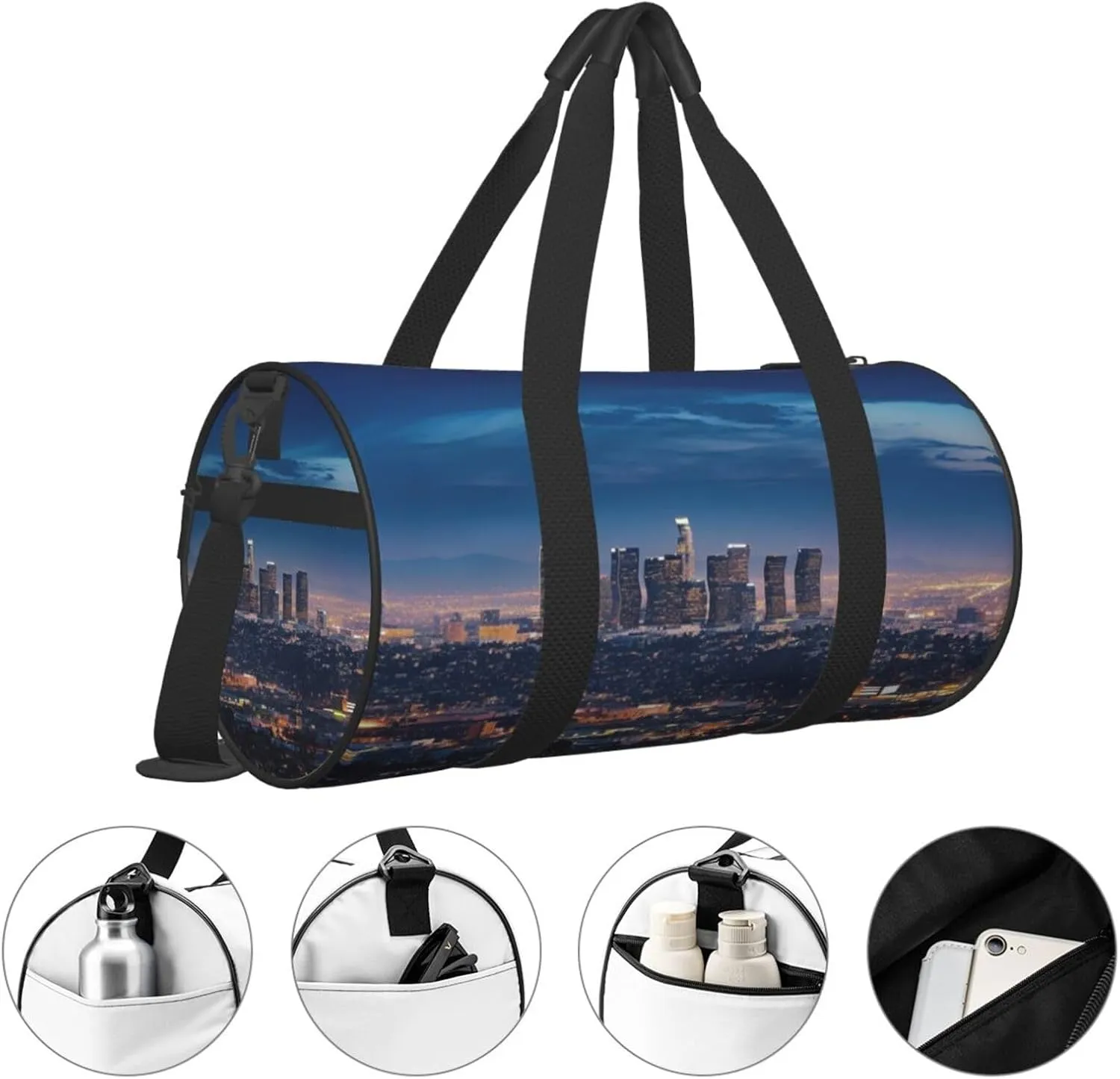 Gym Bags Small Los Angeles Skyline Duffel Bag Overnight Bag with Shoe Compartment Carryon Bag for Men Women