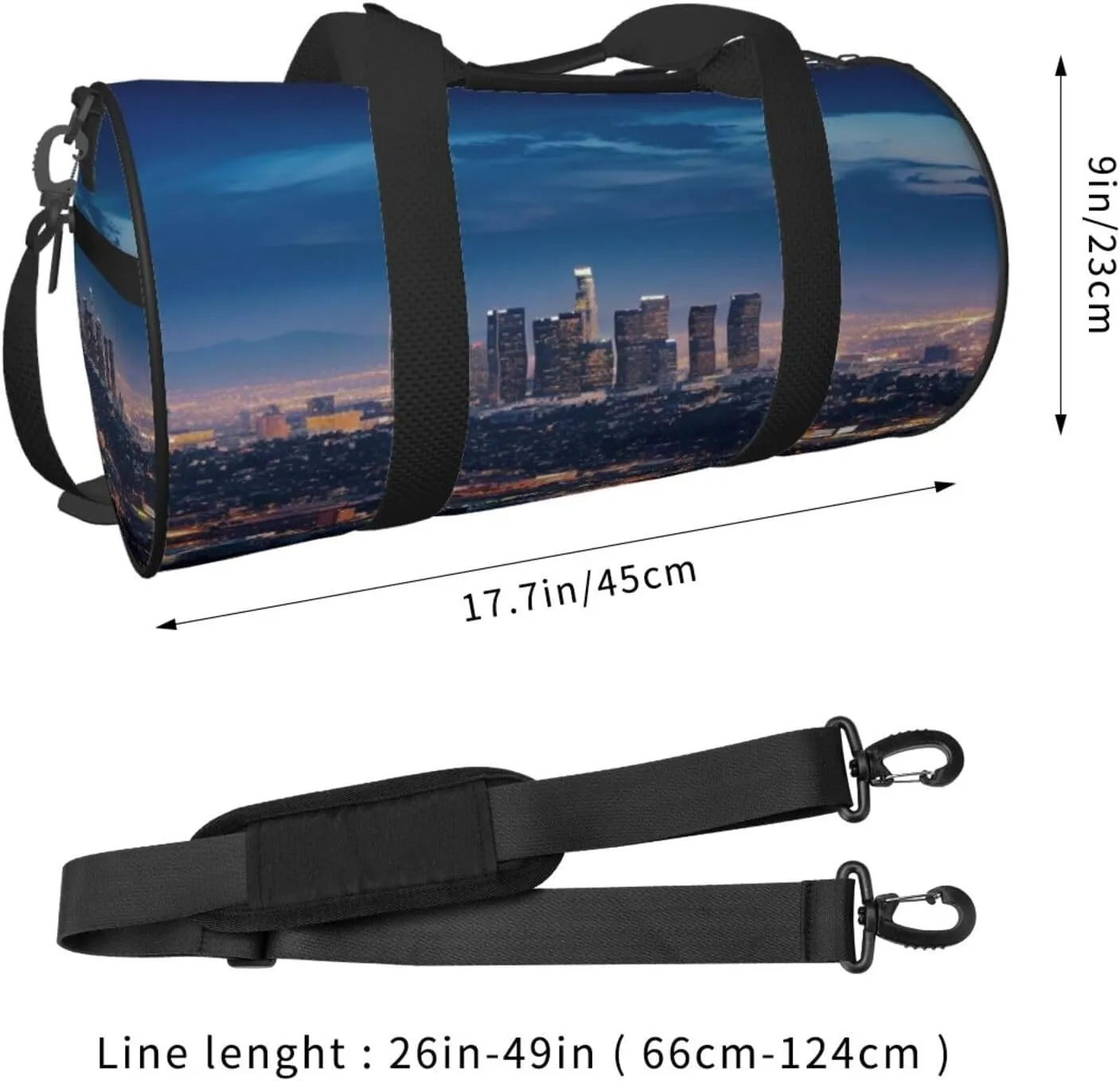 Gym Bags Small Los Angeles Skyline Duffel Bag Overnight Bag with Shoe Compartment Carryon Bag for Men Women